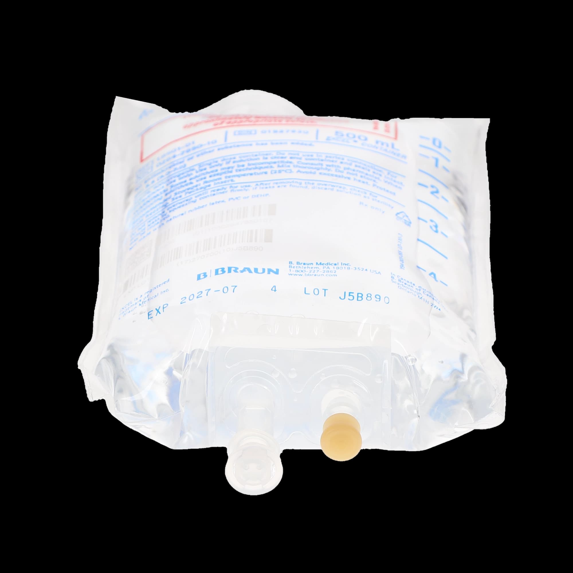 B. Braun Sterile Water for Injection USP, 500 mL Flexible Plastic IV Bag, L8501-01 thumbnail 5