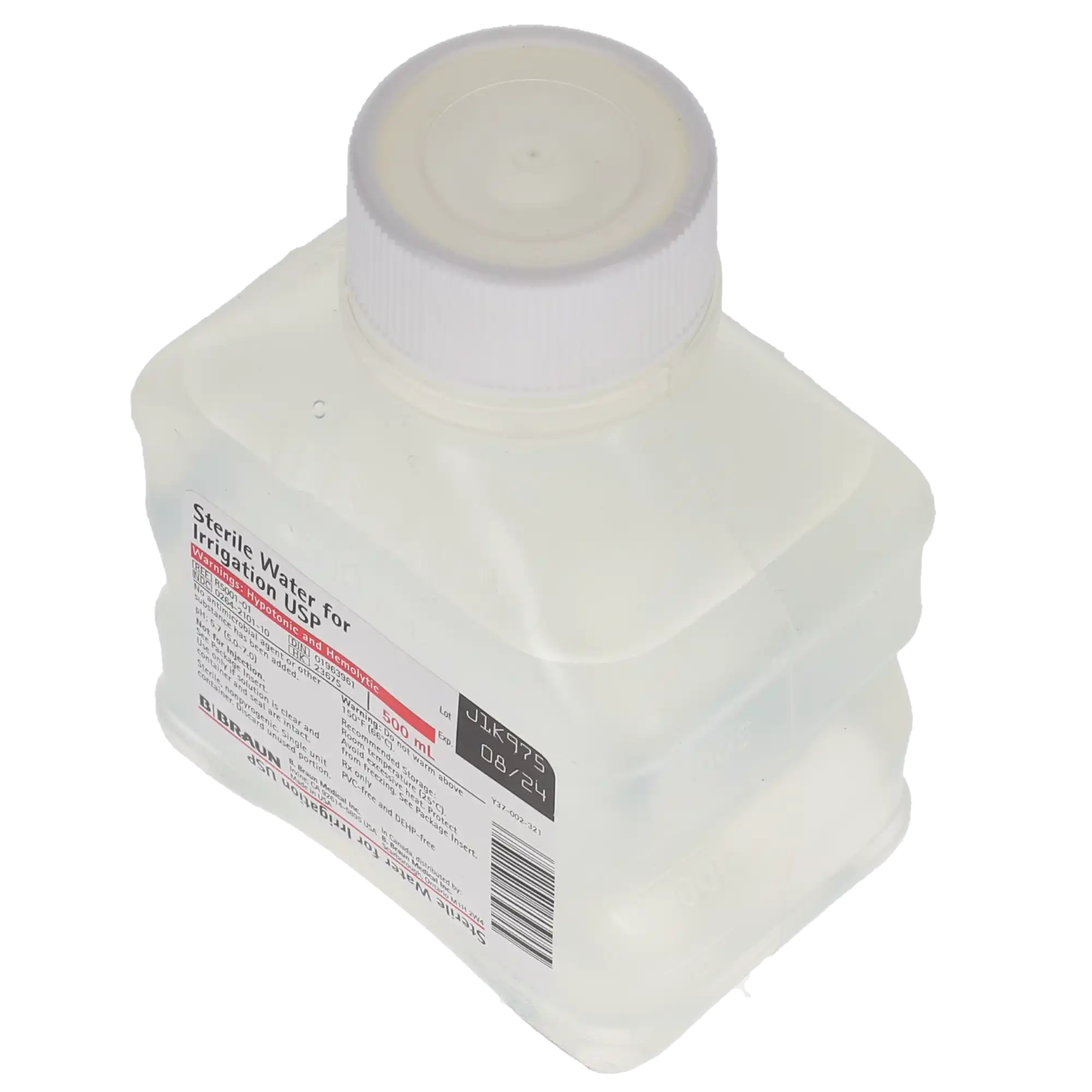 B. Braun Sterile Water for Irrigation, USP, 500 mL Plastic Irrigation Container, 1/Pk, R5001-01 thumbnail 4