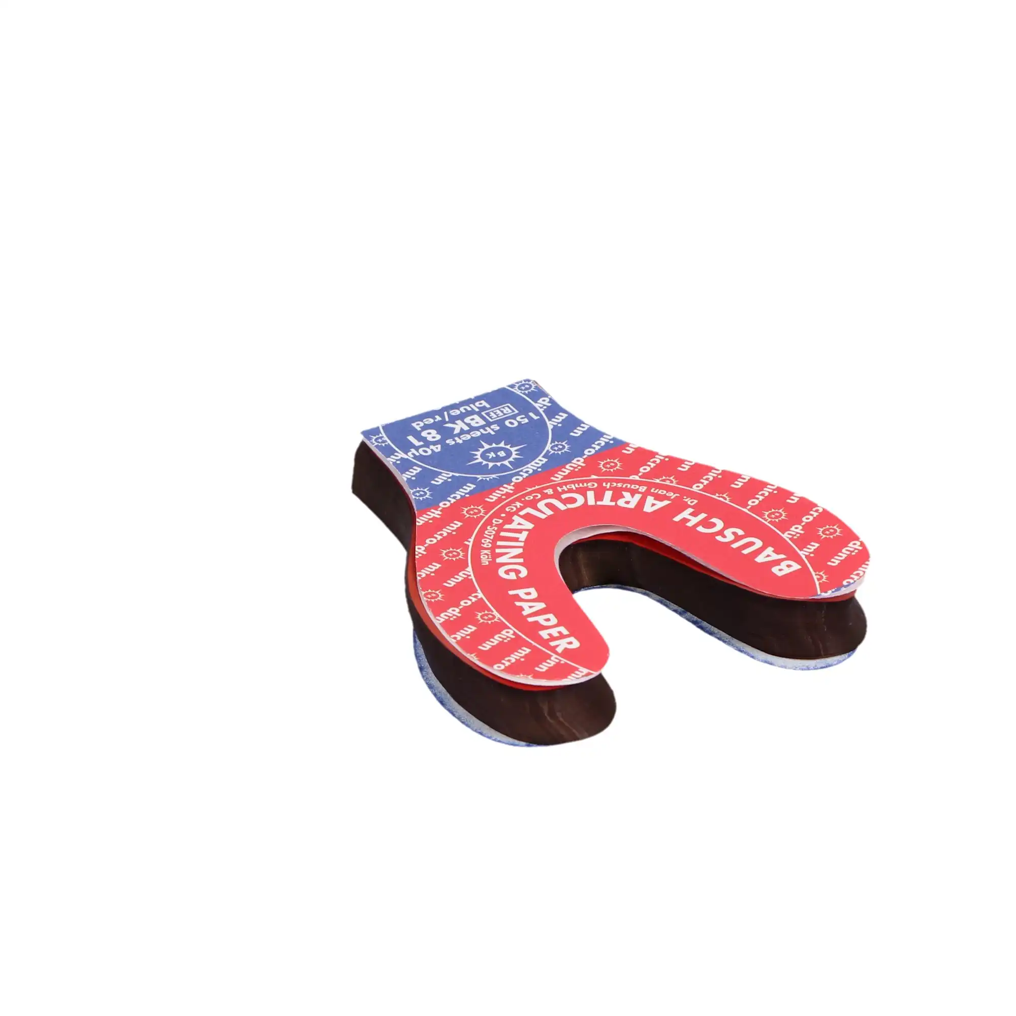 Bausch Arti-Check Micro-Thin Articulating Paper, Horseshoe, 40 Microns, Blue/Red, 150 Sheets, BK-81 thumbnail 6