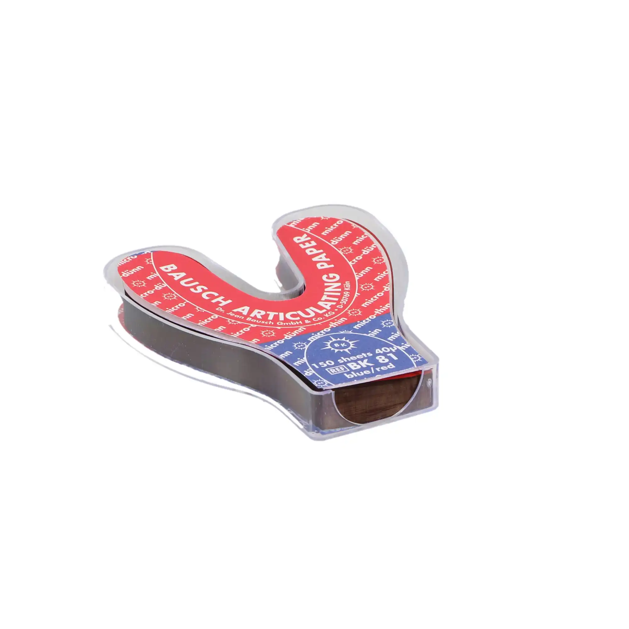 Bausch Arti-Check Micro-Thin Articulating Paper, Horseshoe, 40 Microns, Blue/Red, 150 Sheets, BK-81 thumbnail 8