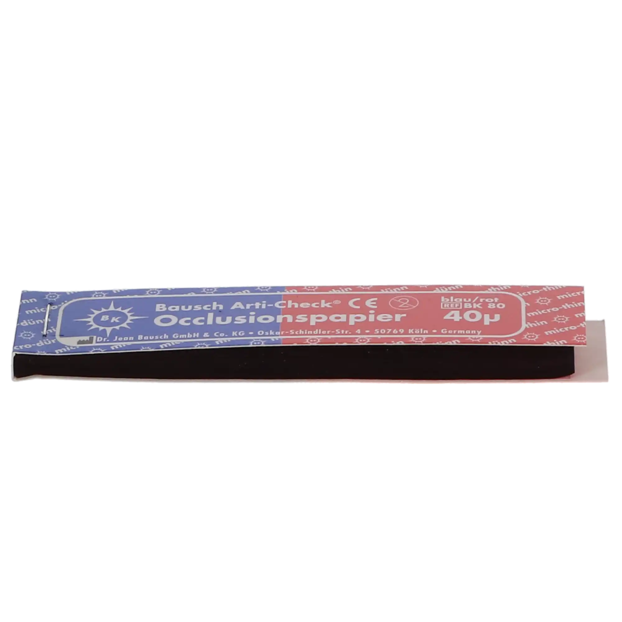 Bausch Arti-Check Micro-Thin Articulating Paper, Straight, 40 Microns, Red/Blue, 200 Strips/Booklet, BK-80 thumbnail 3