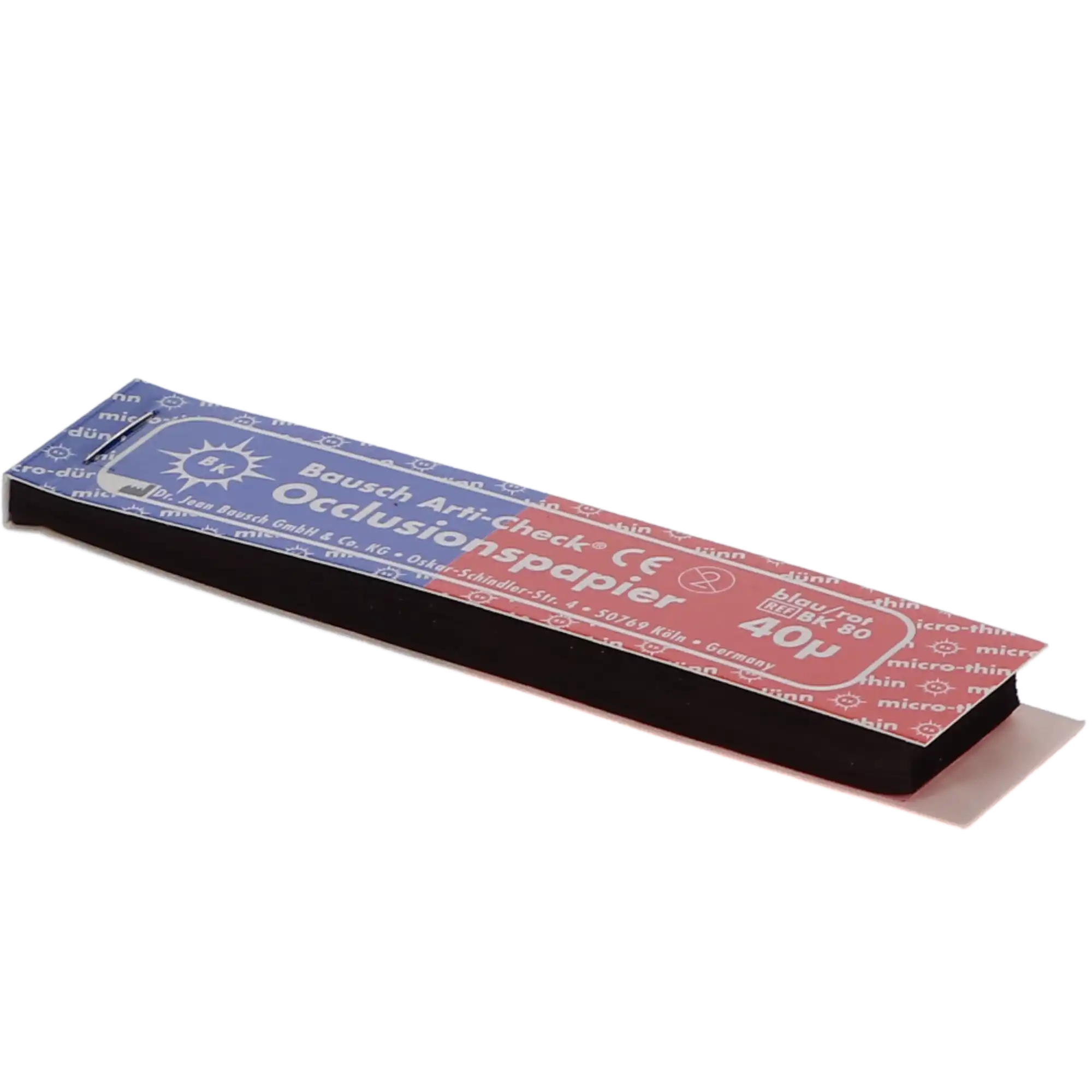 Bausch Arti-Check Micro-Thin Articulating Paper, Straight, 40 Microns, Red/Blue, 200 Strips/Booklet, BK-80 thumbnail 4