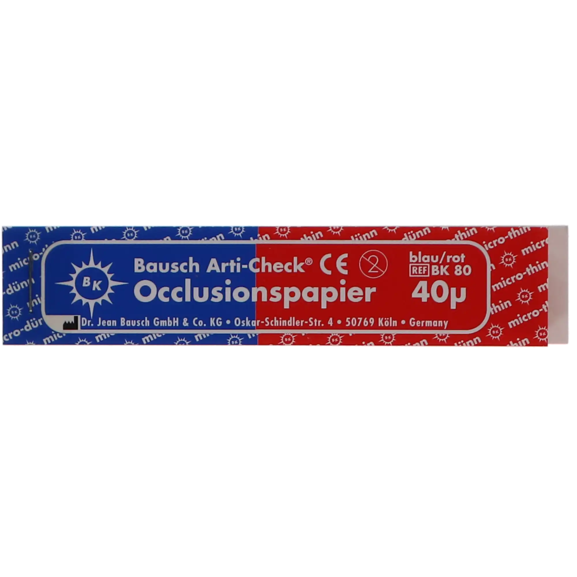 Bausch Arti-Check Micro-Thin Articulating Paper, Straight, 40 Microns, Red/Blue, 200 Strips/Booklet, BK-80 thumbnail 6