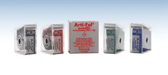 Arti-Fol Metallic Articulating Film, One-Sided, 12 Microns, 22 mm x 20 m, Blue, in Dispenser, BK-33 thumbnail 2