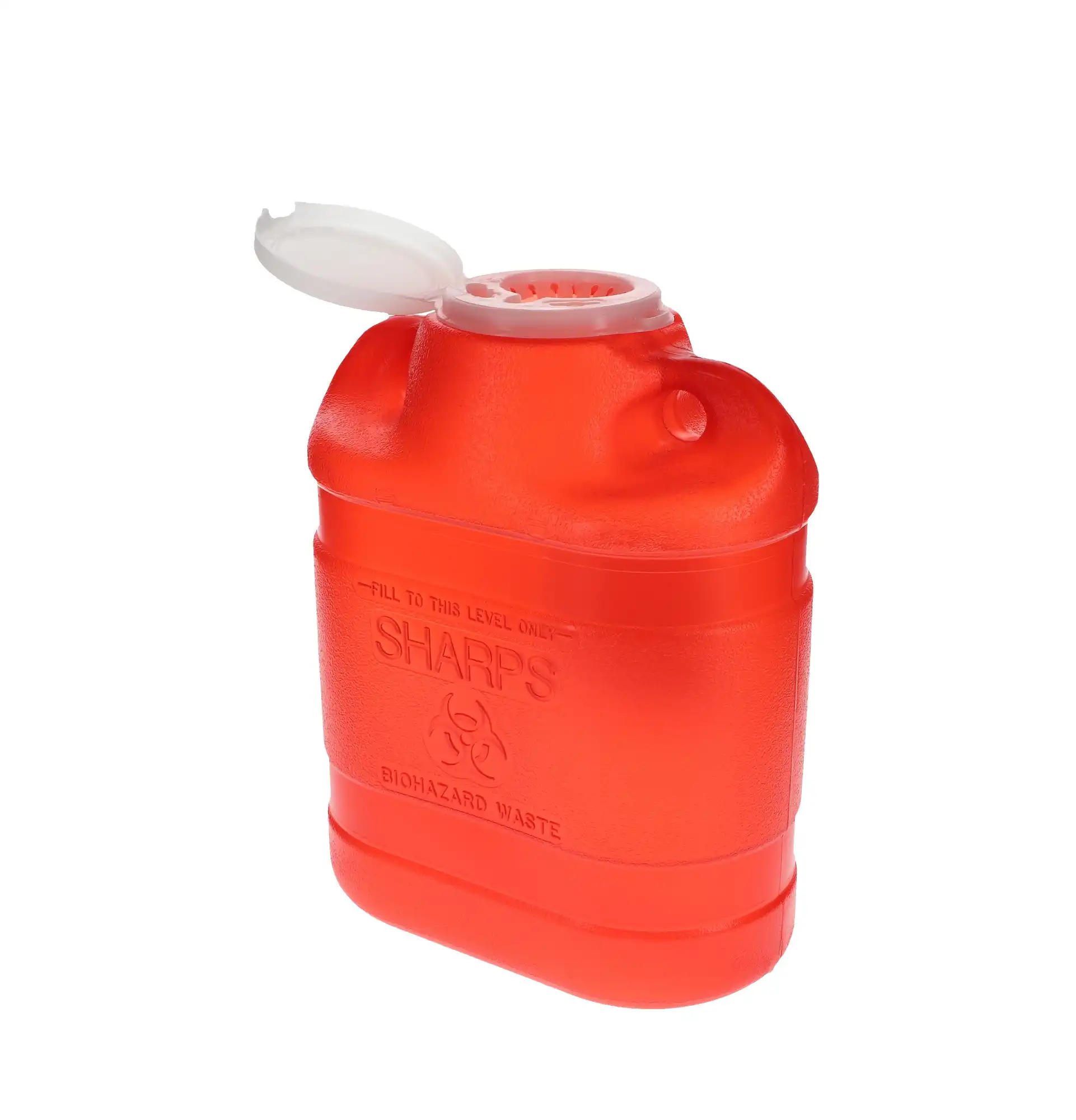 BD Multi-Use One-Piece Sharps Collector, Hinged Lid with Petals, 6.9 Qt, Medium, Red, 305489 thumbnail 5