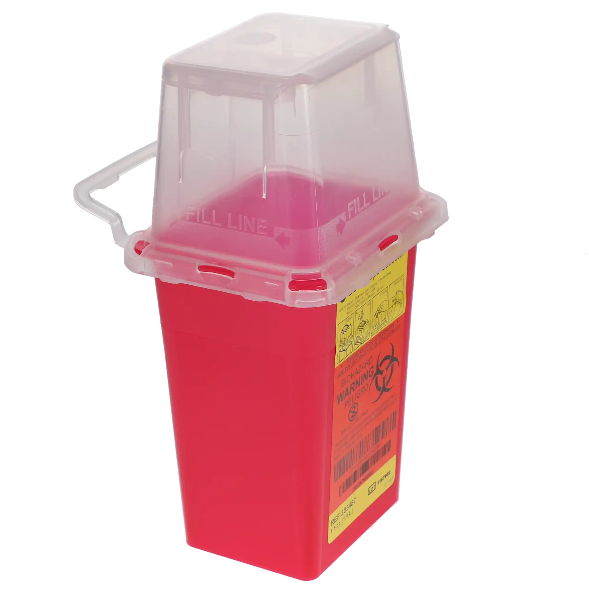 BD Phlebotomy Sharps Collector, 1.5 Qt Tray, Red, with Needle Port, 305487 thumbnail 3
