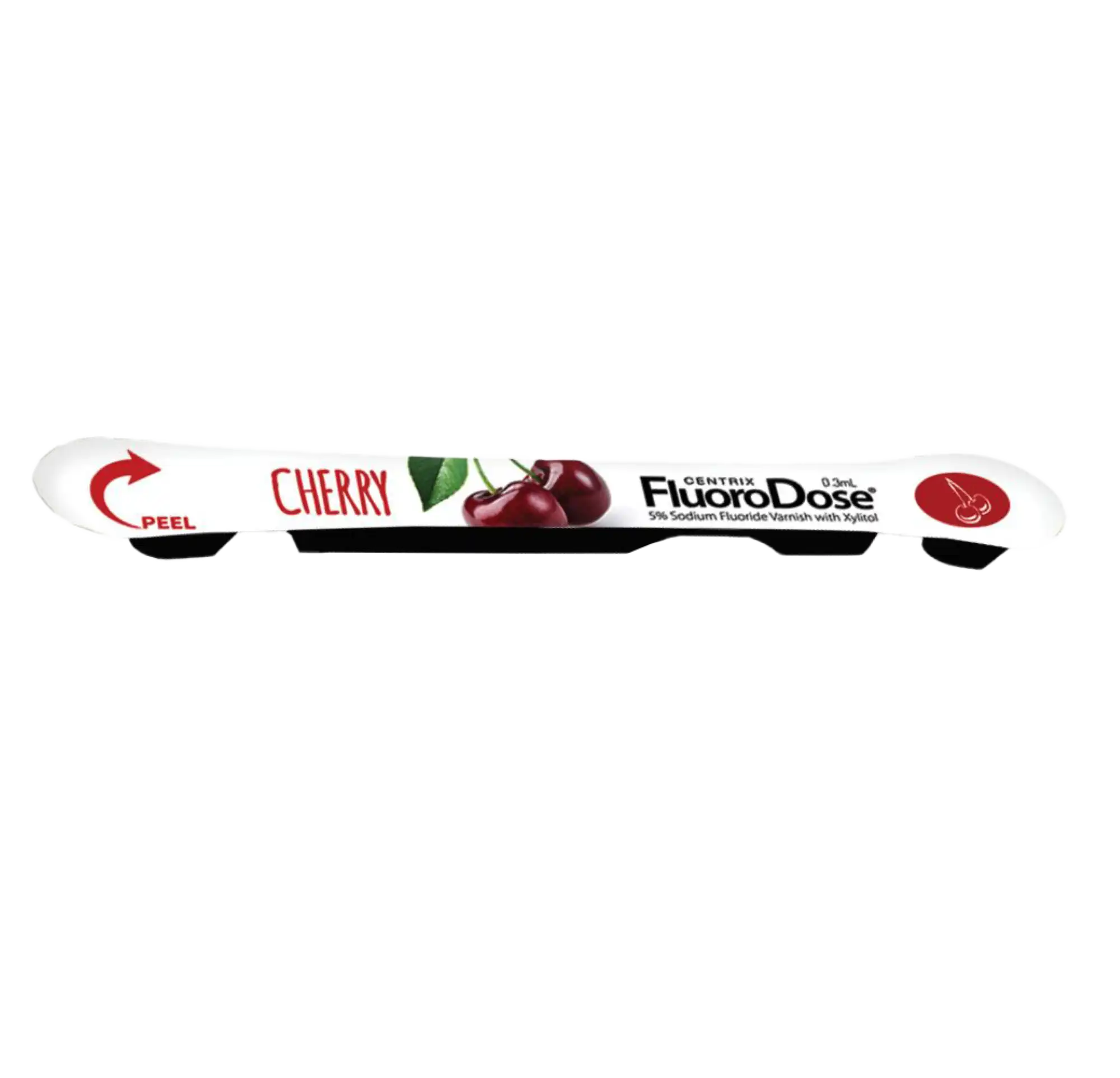 Centrix FluoroDose Fluoride Varnish, 5% NaF, Cherry, 0.3 mL Single-Dose LolliTray with Benda Brush, 120/Pkg, 360110 thumbnail 2