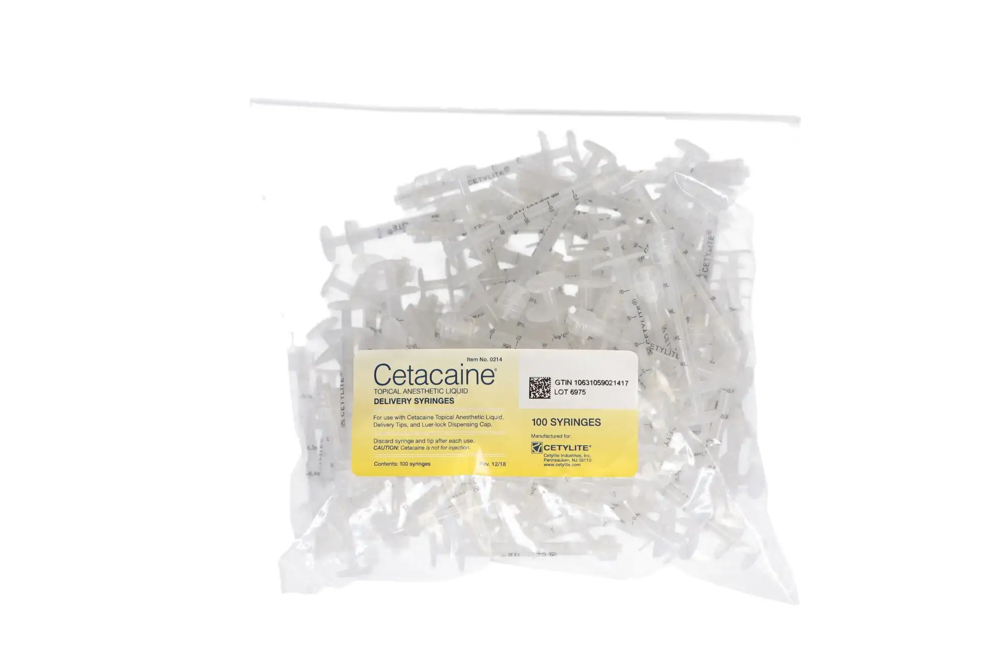 Cetacaine Topical Anesthetic Liquid Delivery Syringes, Luer Lock, Graduated 0.1 mL Increments, 100/Pkg, 0214 thumbnail 8