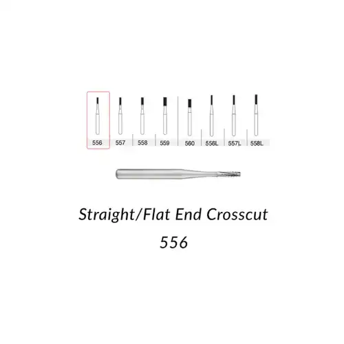 Alpen Operative Surgical Carbide Burs, FG, Straight Cross Cut Fissure, # 556, 0.9 mm, 100/Pk, R100556C thumbnail 2