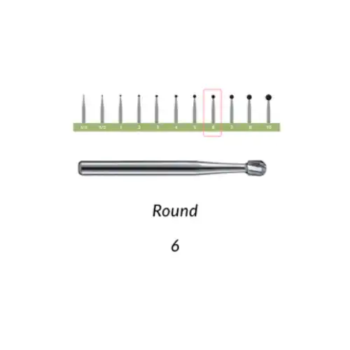 Alpen Operative Surgical Carbide Burs, FG, Round, #6, 1.8 mm, 100/Pk, R100006C thumbnail 6