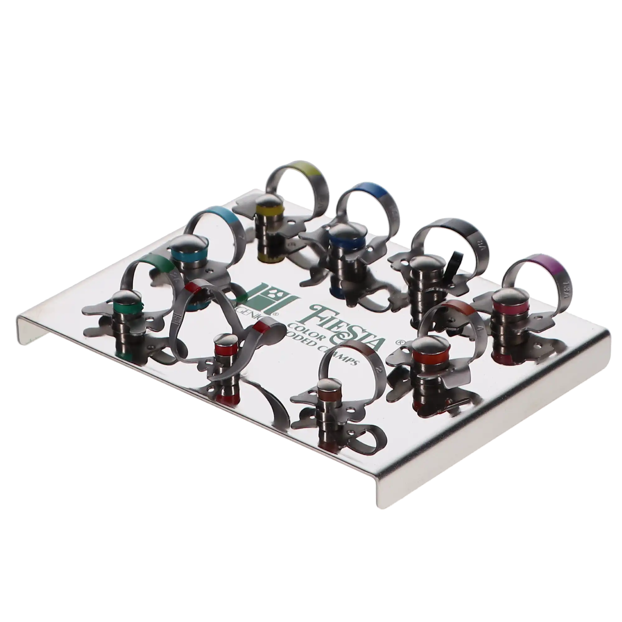 Hygenic Fiesta Color-Coded Winged Rubber Dam Clamp Kit, 9 Clamps (2, 2A, 4, 7, 8A, 9, 12A, 13A, 14A) with Organizer, H09966 thumbnail 4