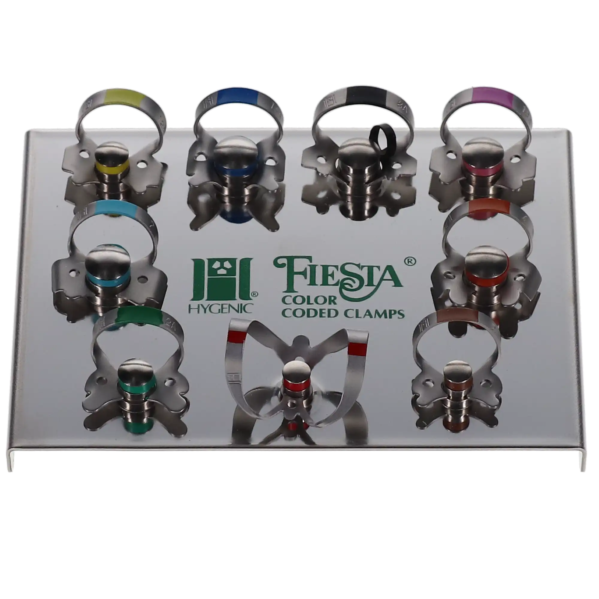 Hygenic Fiesta Color-Coded Winged Rubber Dam Clamp Kit, 9 Clamps (2, 2A, 4, 7, 8A, 9, 12A, 13A, 14A) with Organizer, H09966 thumbnail 7