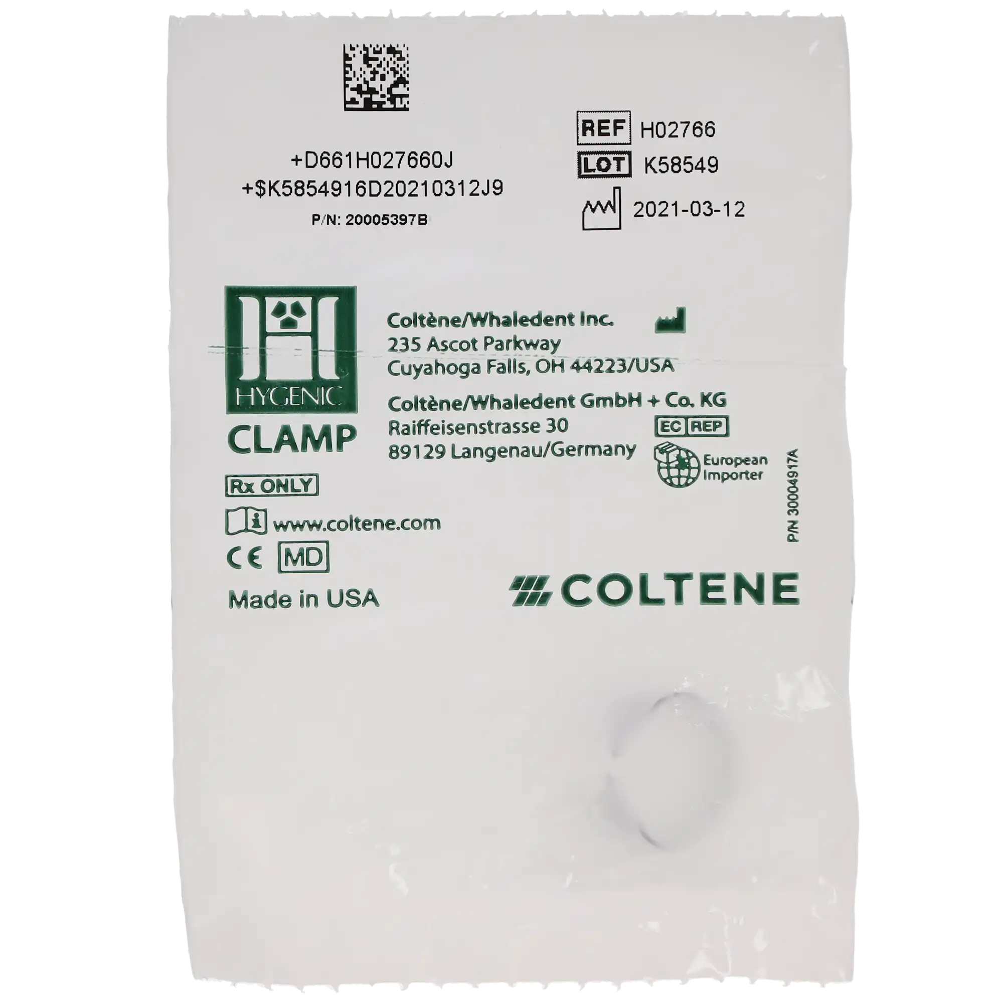 Hygenic Rubber Dam Clamp, #W8A, Wingless, Gloss Finish, Small, for Partially Erupted Molars, 1/Pk, H02766 thumbnail 5