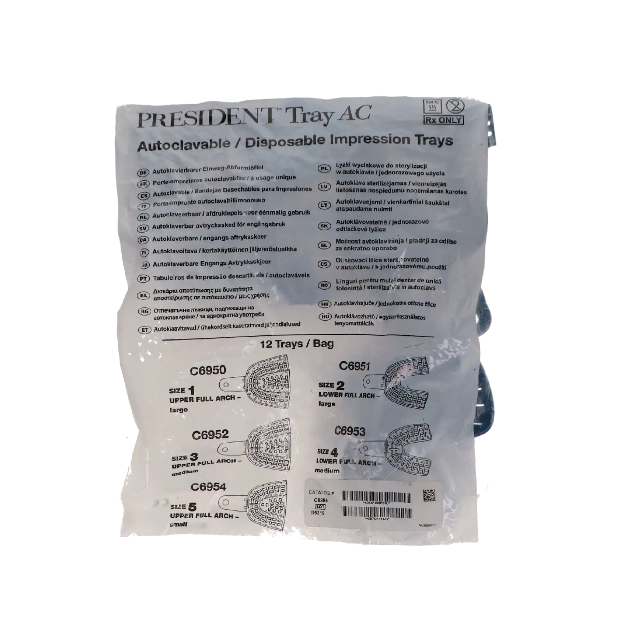 President Autoclavable Perforated Impression Tray, #7, Upper Left/Lower Right Quadrant, Blue, 12/Pk, C6956 thumbnail 5