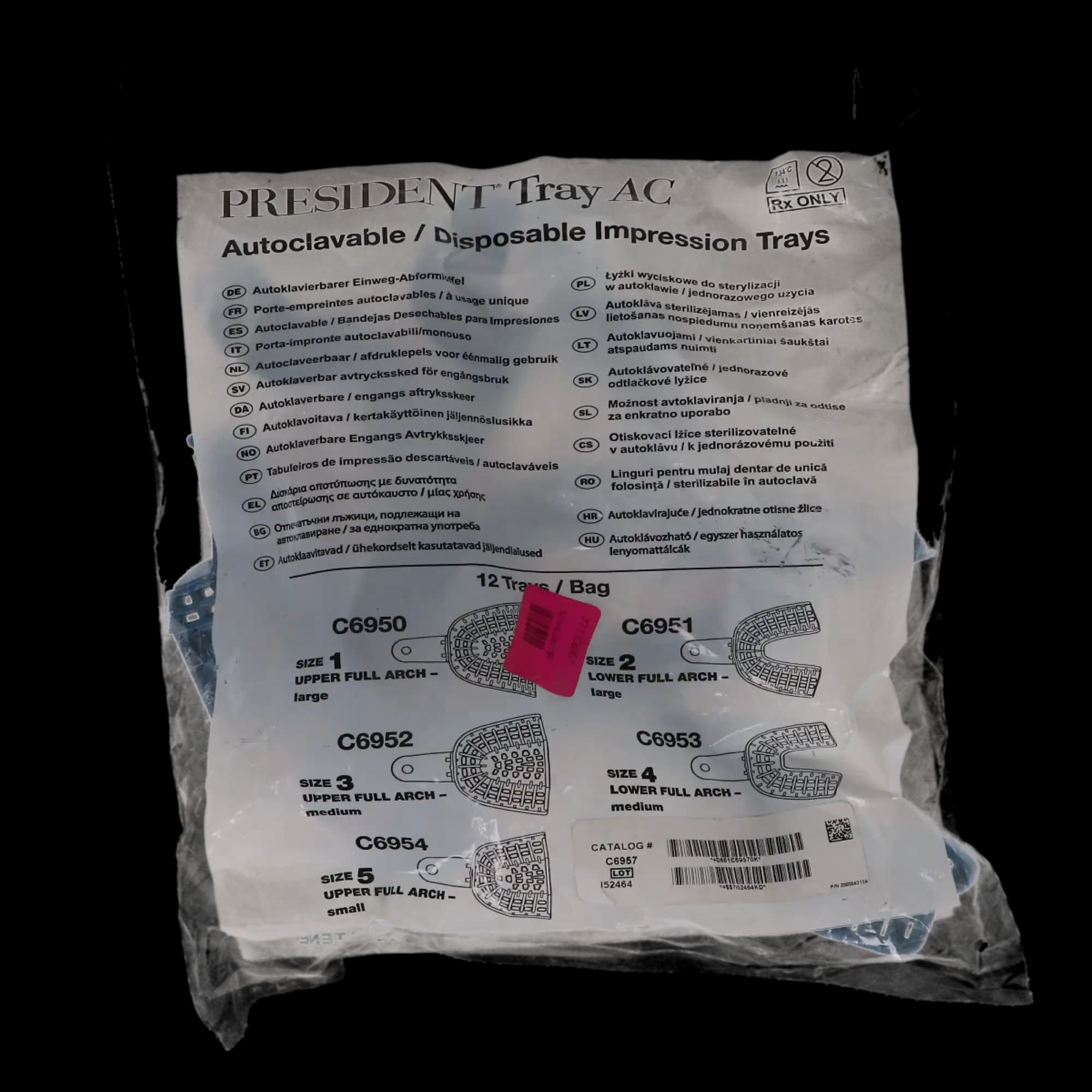 President Perforated Impression Tray, Autoclavable, Blue, Size 8, Upper Right/Lower Left Quadrant, 12/Pk, C6957 thumbnail 5
