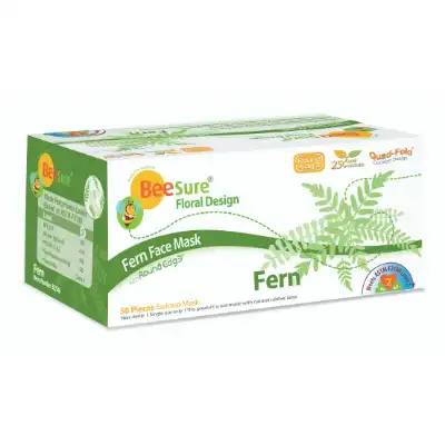 BeeSure Floral Design Earloop Face Mask, Fern, ASTM Level 3, 50/Box - Beesure Floral Design Face Mask Fern 50/Bx ASTM 3 - Image 1