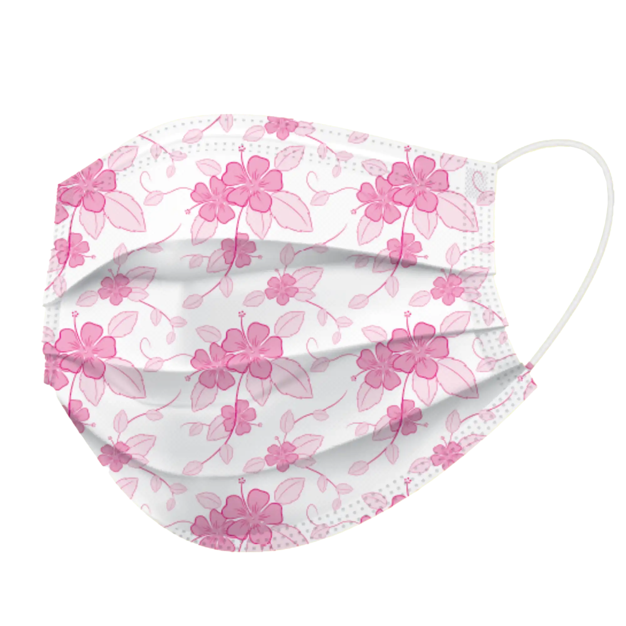 BeeSure Floral Earloop Face Mask, ASTM Level 3, Hibiscus Pink, 50/Box, BE2300 thumbnail 2