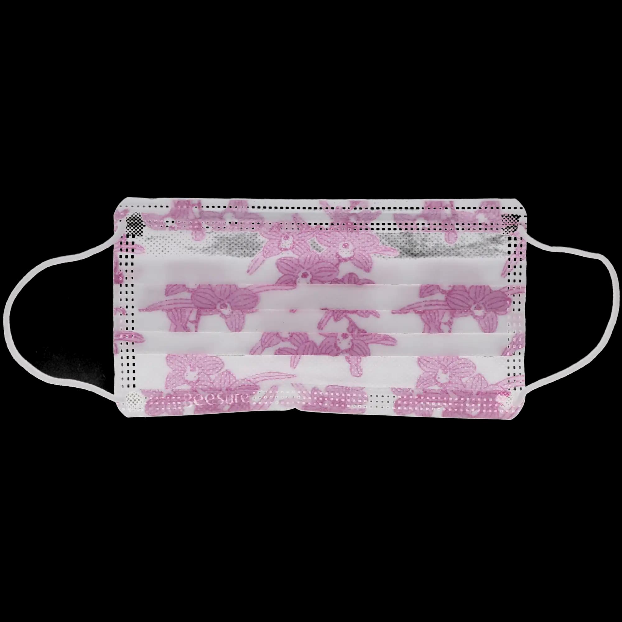 BeeSure Earloop Face Masks, Orchid Floral Lavender, ASTM Level 3, 50/Box thumbnail 5