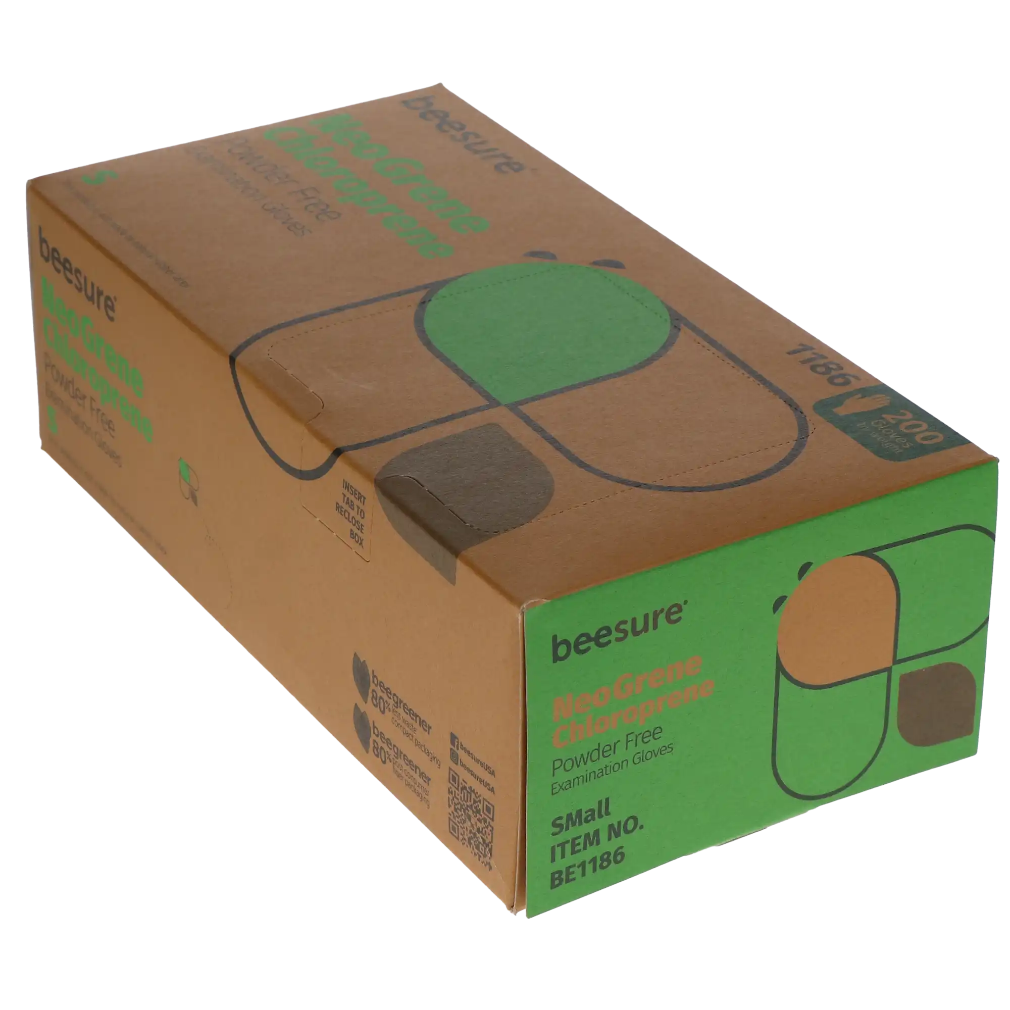NeoGrene Chloroprene Exam Gloves, Powder-Free, Non-Sterile, Small, Green, 200/Box, 1186 thumbnail 3