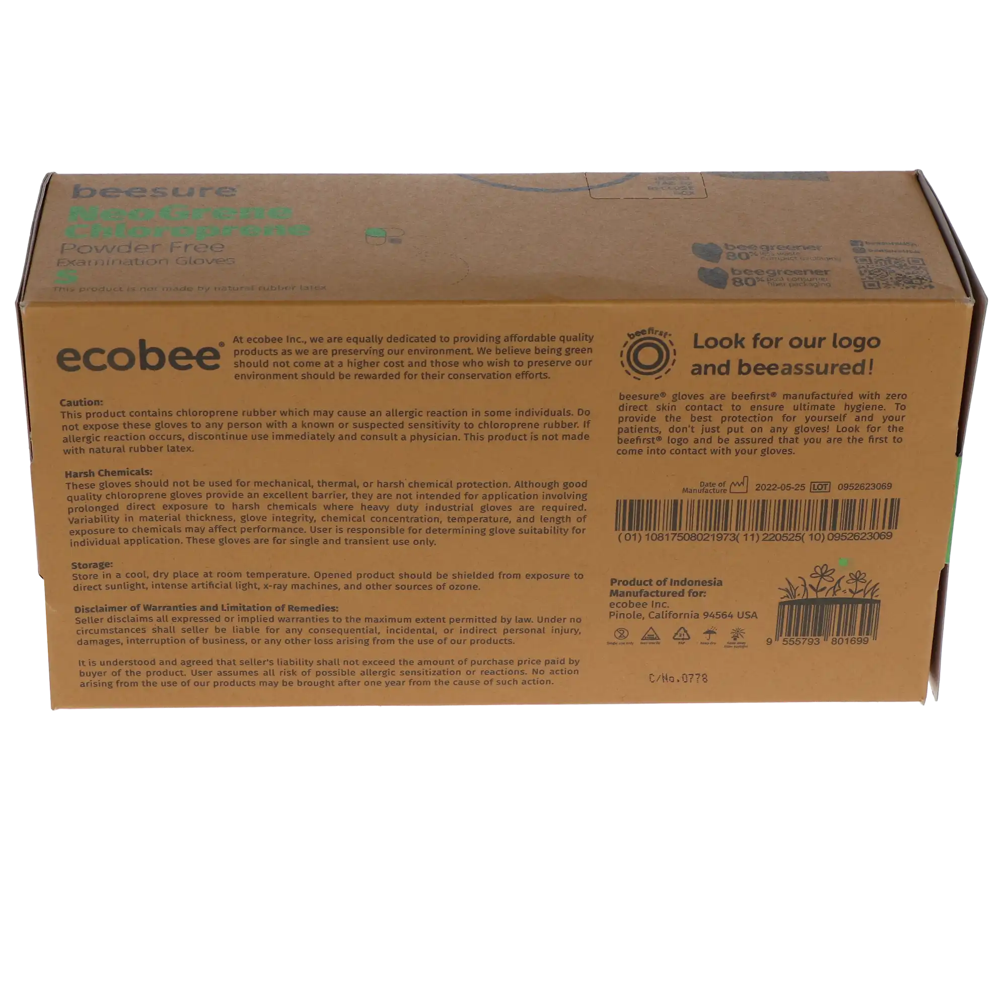 NeoGrene Chloroprene Exam Gloves, Powder-Free, Non-Sterile, Small, Green, 200/Box, 1186 thumbnail 2