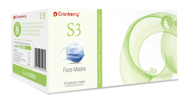 Cranberry S3 ACE Earloop Face Mask, ASTM Level 3, Pink, 50/Box, S3080P thumbnail 3