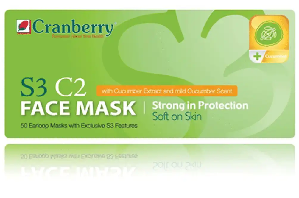 Cranberry S3 C2 Earloop Face Mask, ASTM Level 3, Pink, Cucumber Extract, 50/Box, S3070P thumbnail 3