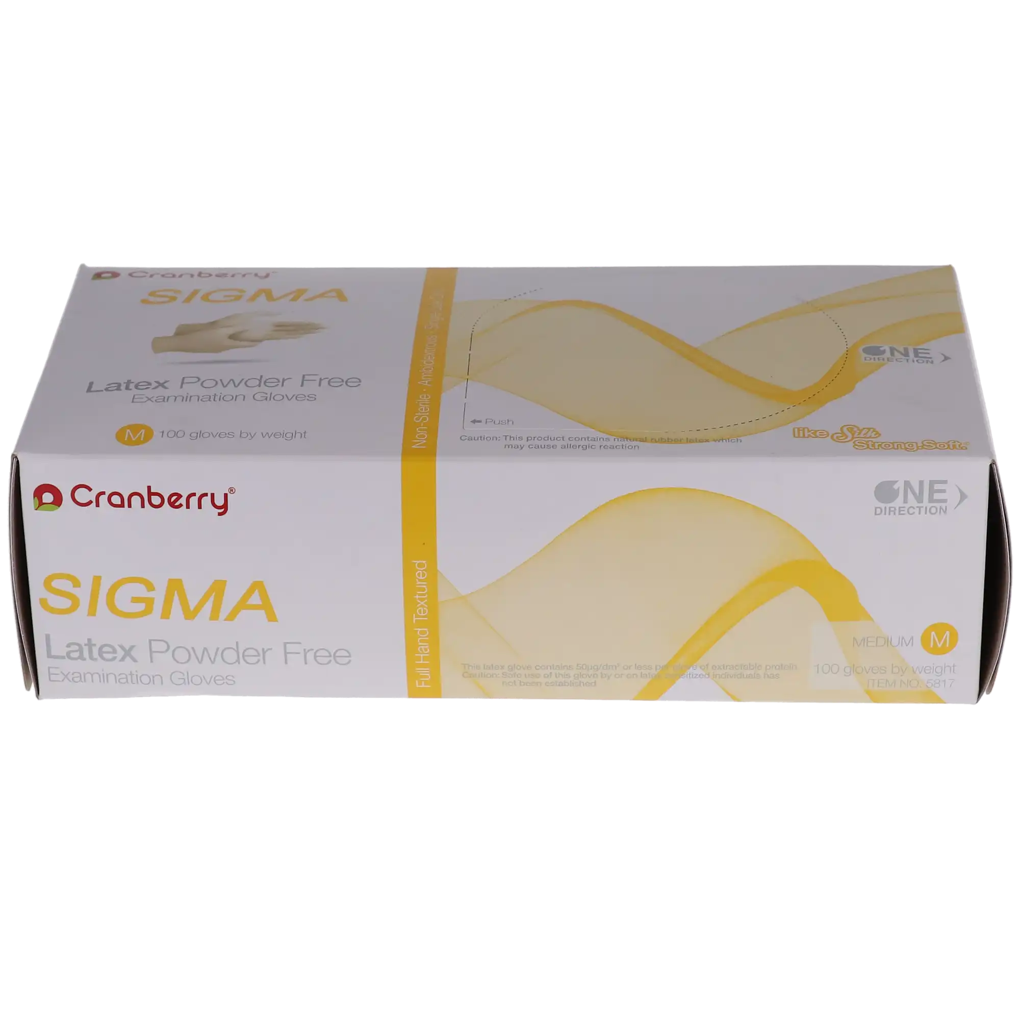 Cranberry Sigma PF Latex Examination Gloves, Powder-Free, Textured, Non-Sterile, Medium, 100/Box, 5817 - Cranberry Sigma PF Latex Glove Medium 100/Bx - Image 1