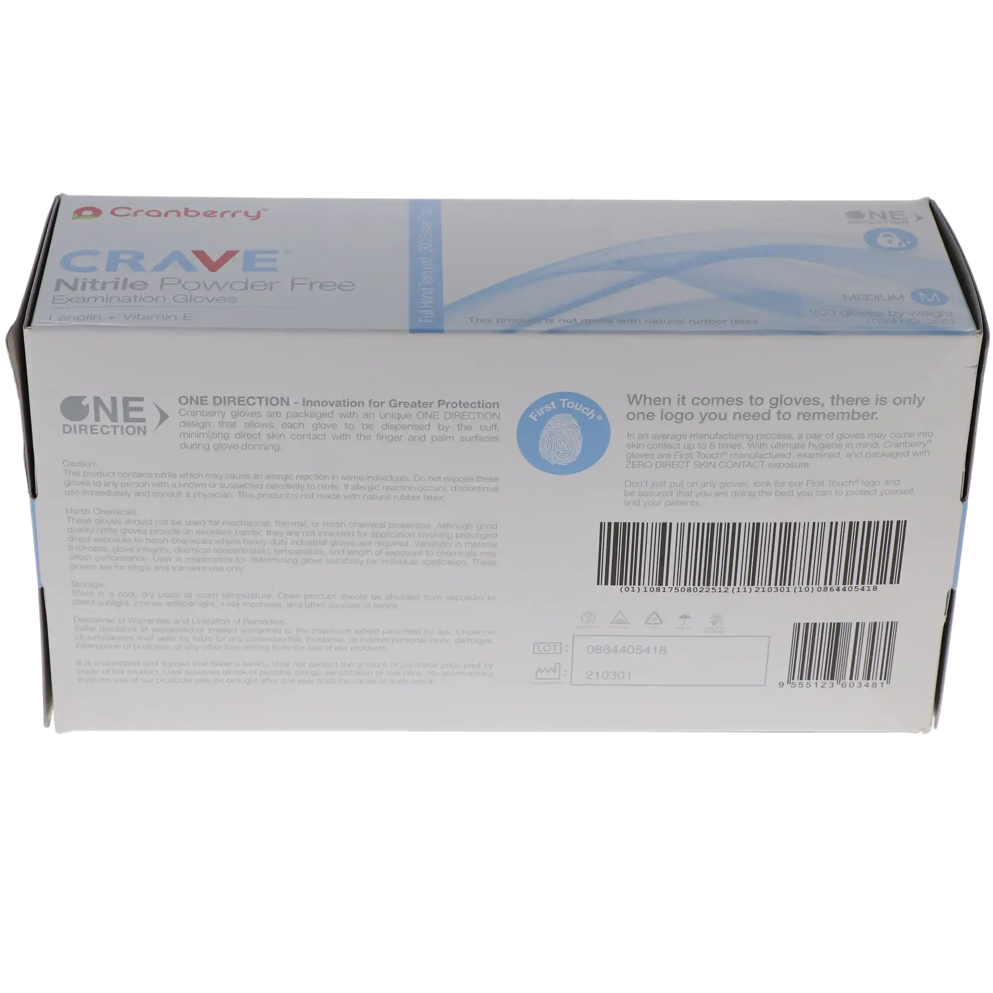 Crave Nitrile Examination Gloves, Powder-Free, Non-Sterile, Medium, Light Blue, 200/Box, CR3557 thumbnail 12
