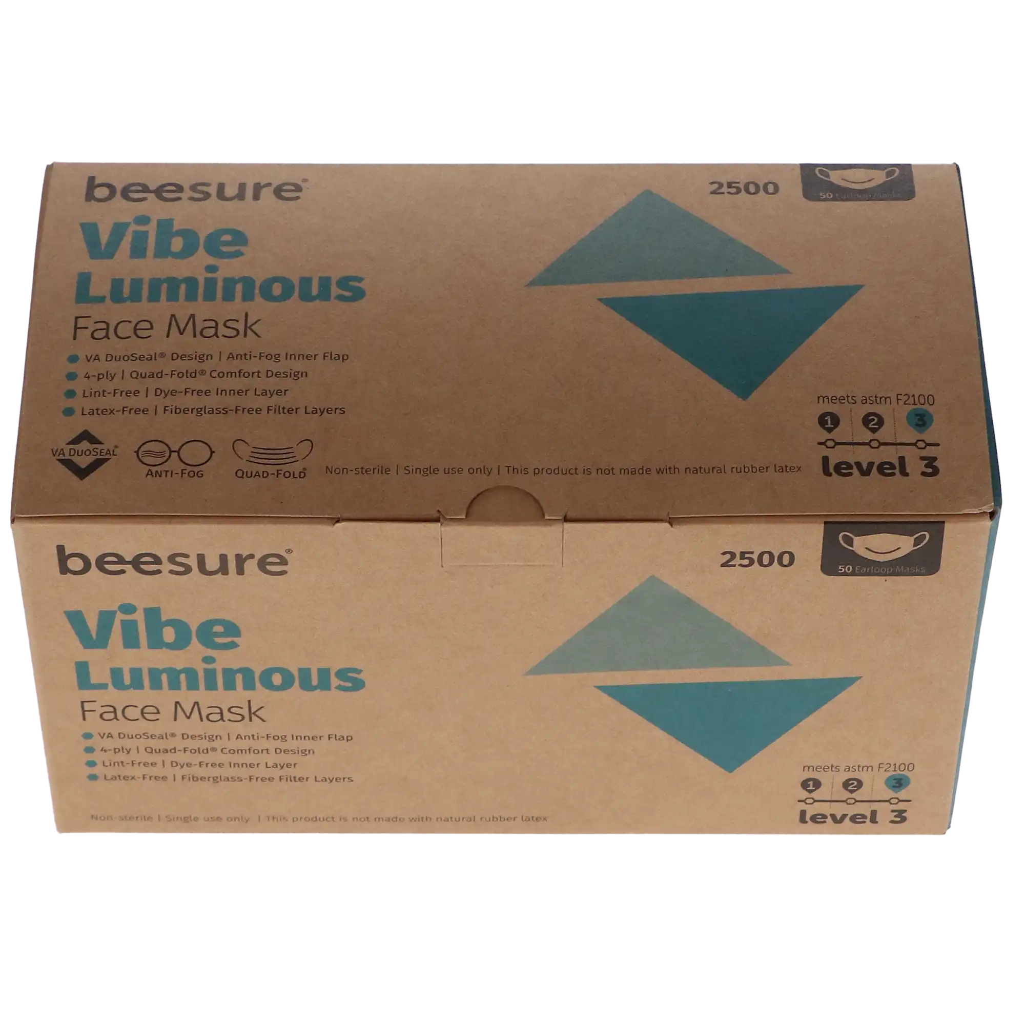BeeSure Vibe Procedure Face Mask, ASTM Level 3, Luminous Blue, 50/Box, BE2500 thumbnail 14