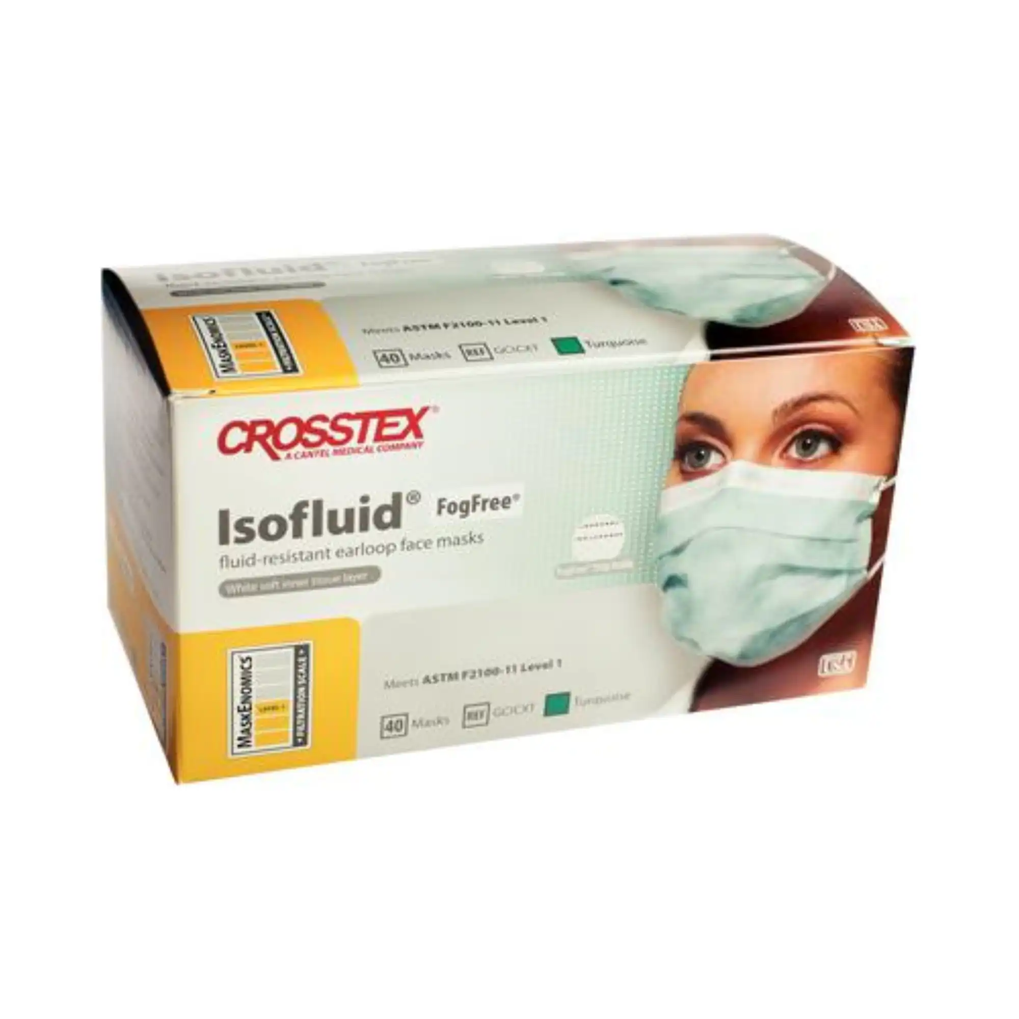 Isofluid FogFree™ Surgical Face Mask, ASTM Level 1, Earloop, Turquoise, 40/Box, GCICXT thumbnail 11