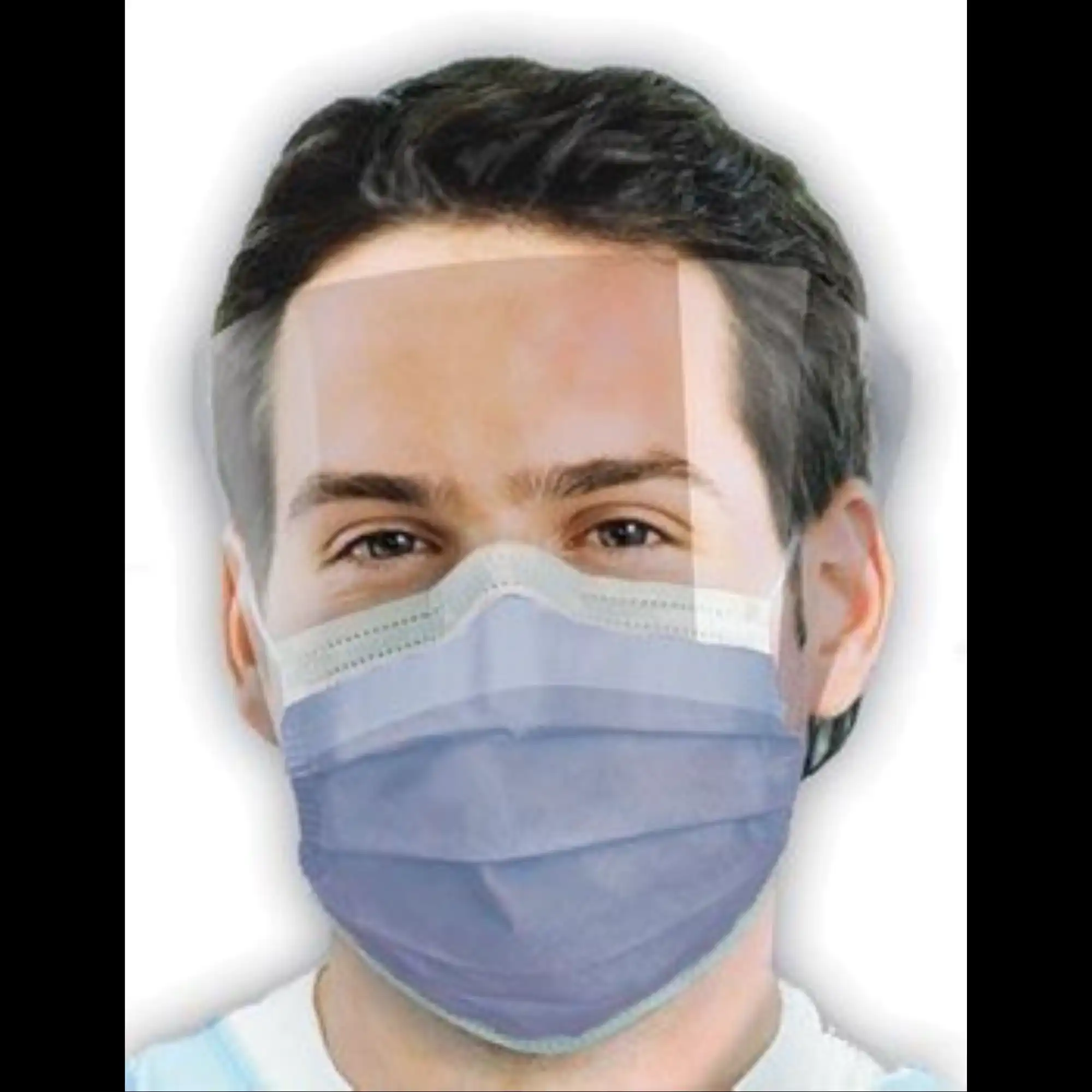 Isofluid FogFree™ Surgical Face Mask with Splash Visor, ASTM Level 1, Sapphire, Ear Loop, 25/Box, GCIPWS thumbnail 6