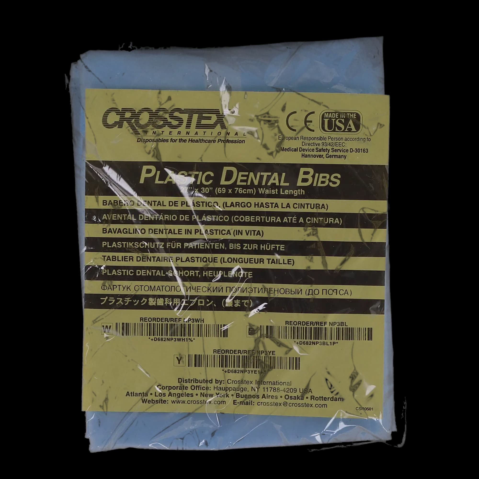 Crosstex Patient Barrier Apron, Plastic, Waist Length, 27" x 30", Blue, 1/Pk, NP3BL thumbnail 6