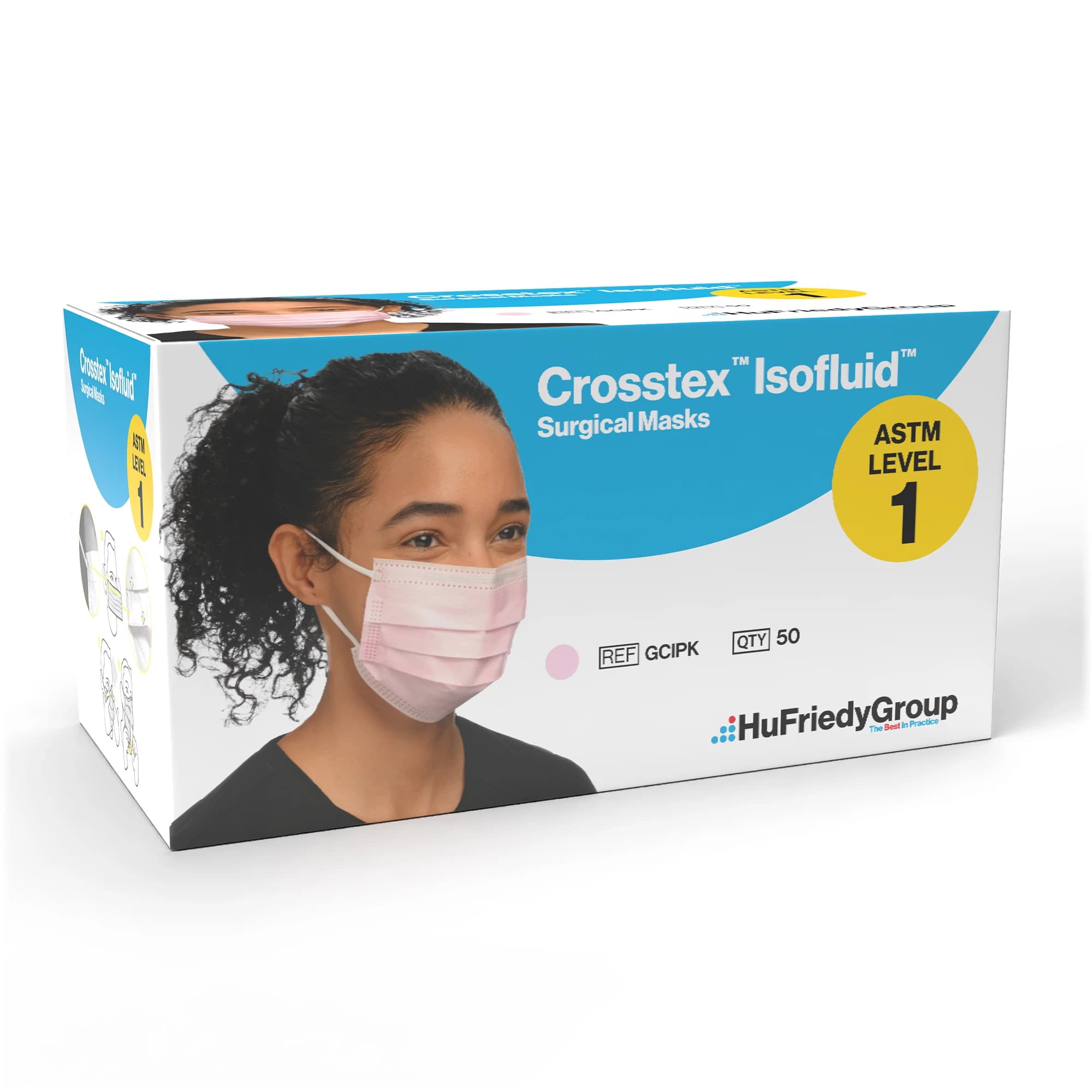 Crosstex Isofluid SecureFit Earloop Face Mask, ASTM Level 1, Pink, 50/Box, GCIPKSF thumbnail 10