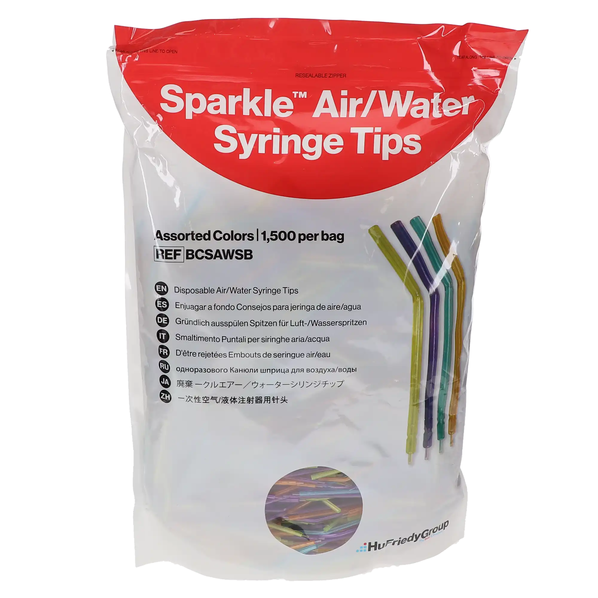 Crosstex Sparkle Disposable Air/Water Syringe Tips, Assorted Translucent Colors, 1500/Bag, BCSAWSB thumbnail 6