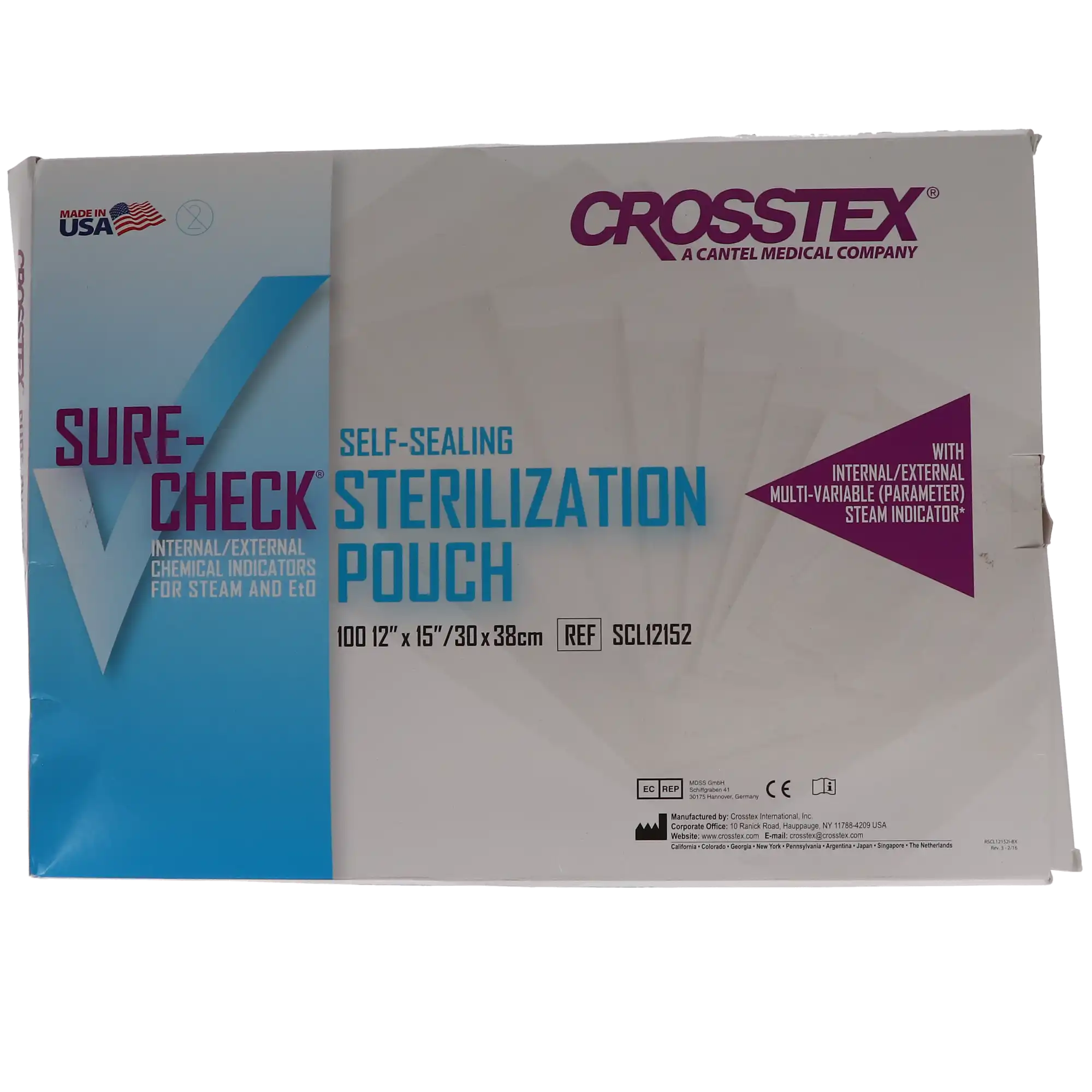 Crosstex Sure-Check Self-Sealing Sterilization Pouches, 12" x 15", 100/Box, SCL12152 thumbnail 6
