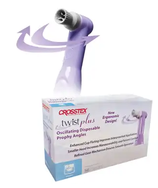 Crosstex Twist Plus Oscillating Disposable Prophy Angle, Soft Cup, Gray, Latex-Free, 100/Box, TPLUSPASC thumbnail 2