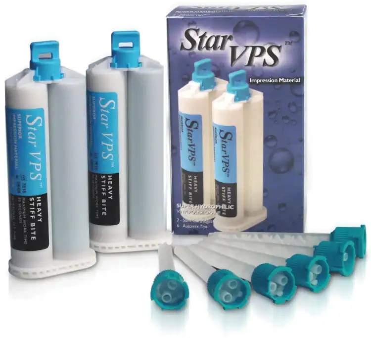 Start VPS Regular Set Heavy Stiff Bite Registration Material, 50 ml Cartridges, 24/Pk, Light Blue, 80006-01 thumbnail 2