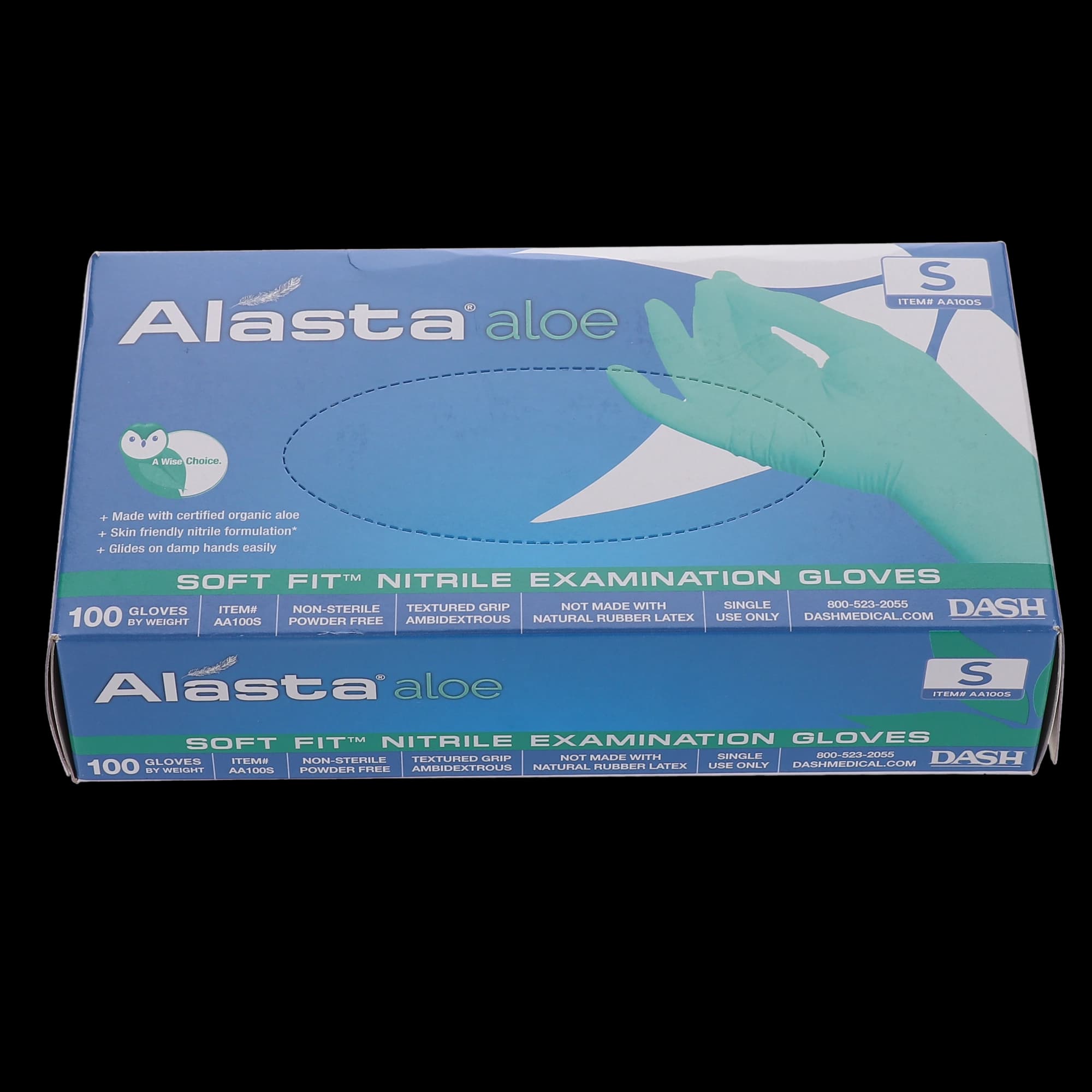Alasta Aloe Soft-Fit Nitrile Exam Gloves, Powder Free, Non-Sterile, Small, Green, 100/Box, AA100S thumbnail 8