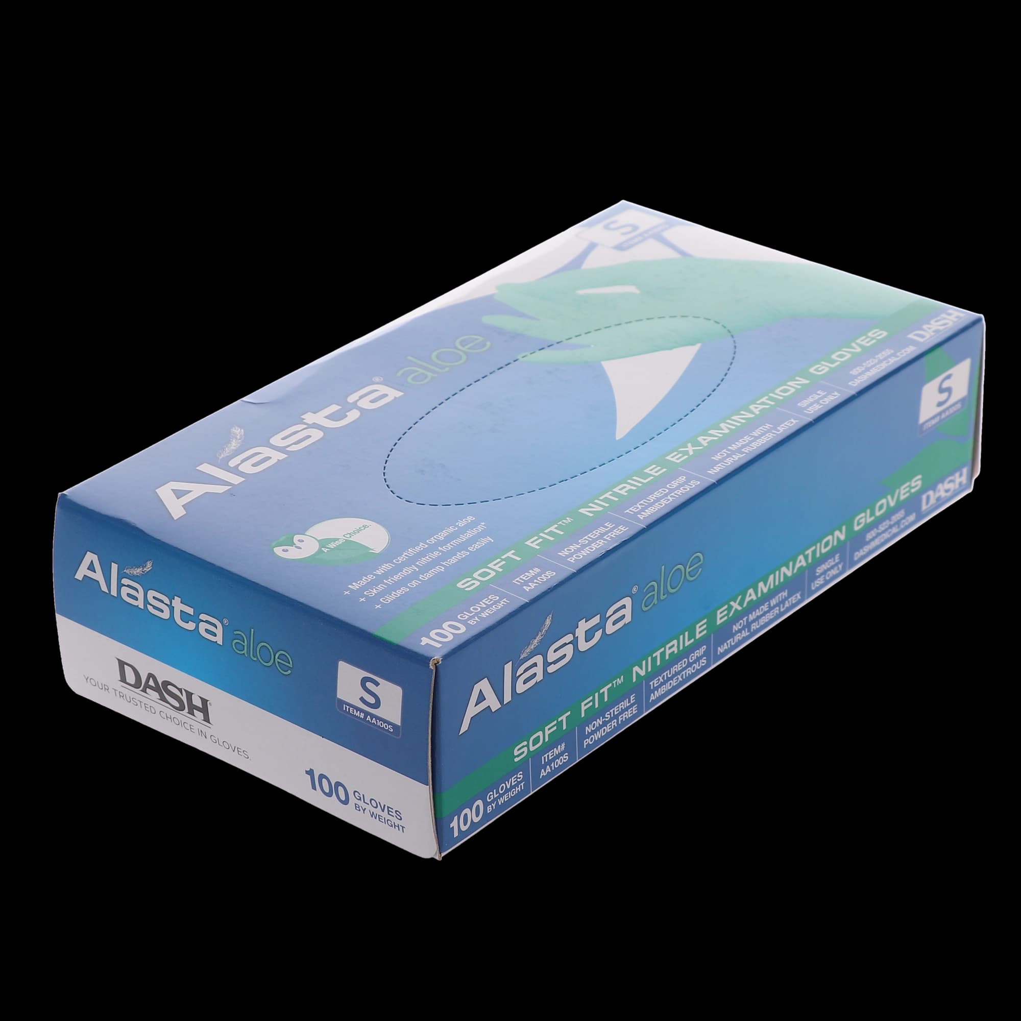 Alasta Aloe Soft-Fit Nitrile Exam Gloves, Powder Free, Non-Sterile, Small, Green, 100/Box, AA100S thumbnail 9