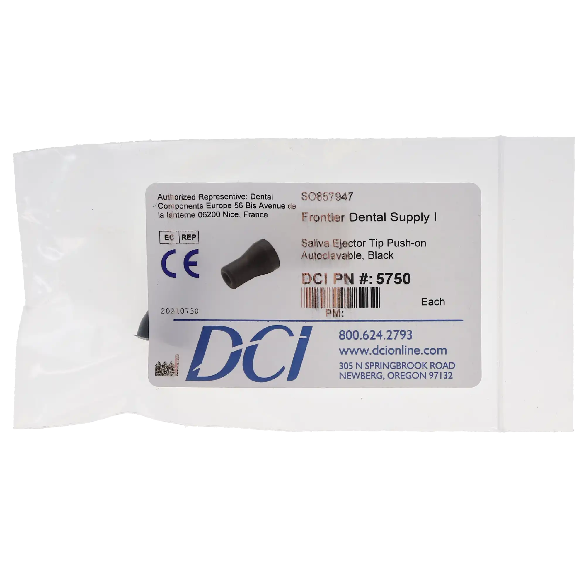 DCI International Push-On Saliva Ejector Tip, Plastic, Latex-Free, Autoclavable, Black, 1/Pk, 5750 thumbnail 4
