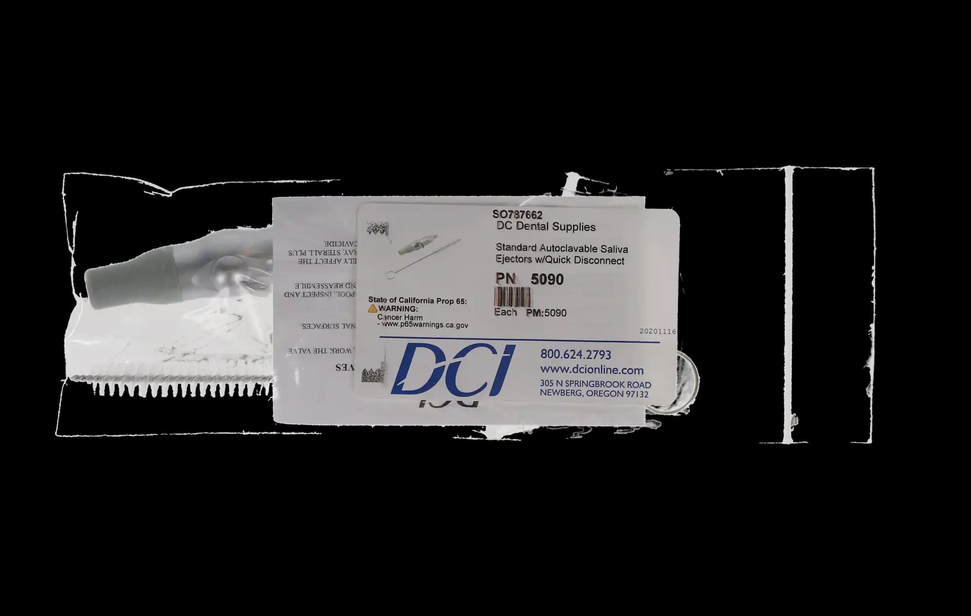 DCI International Premium Saliva Ejector Valve, Quick Disconnect Push-On Tip, Metal Lever, Autoclavable, 1/Pk, 5090 thumbnail 5