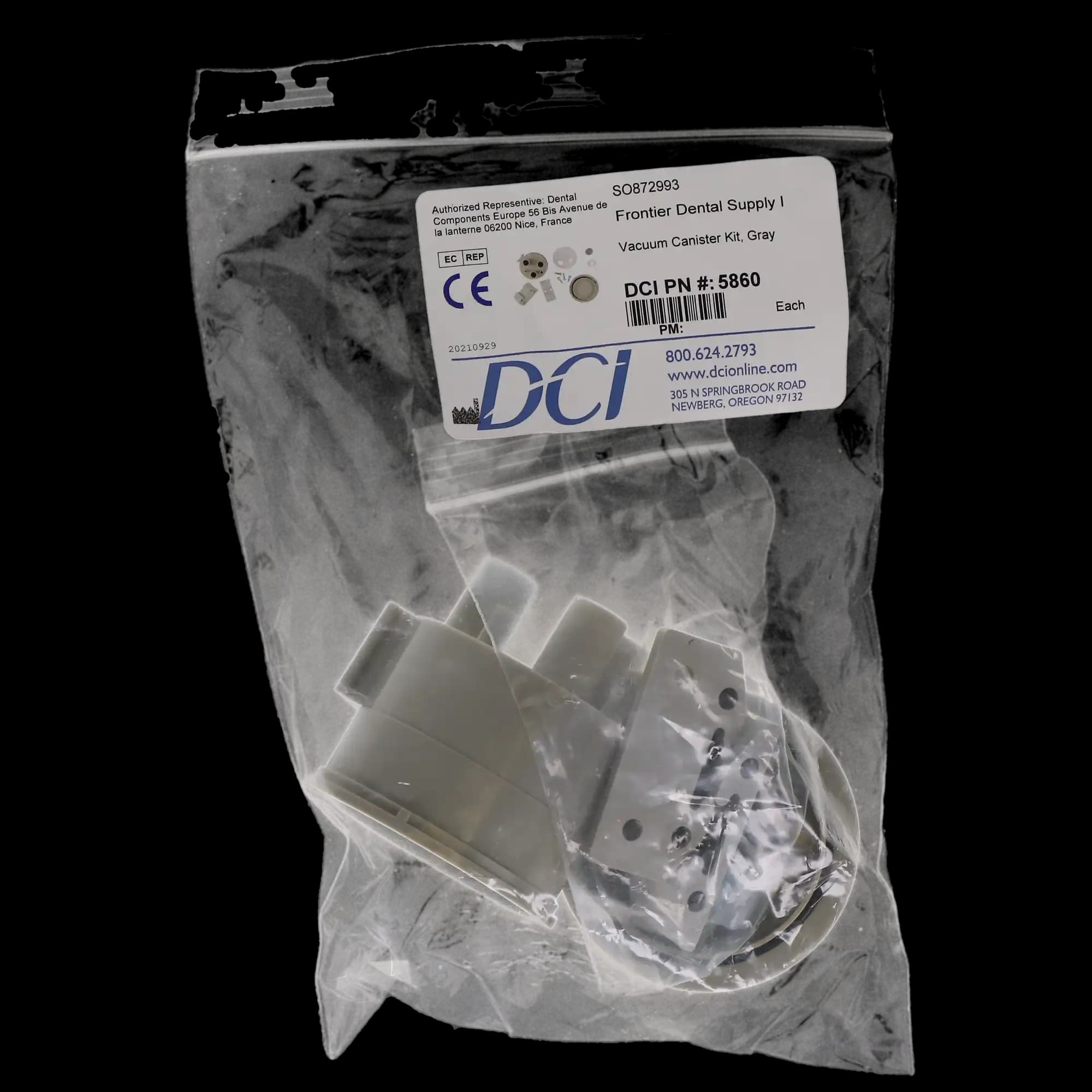 DCI International Vacuum Canister Kit, Gray, Bracket Mounted, 2 HVE & 1 SE, 1-7/8" Collector Screen, 1/Pk, 5860 thumbnail 4
