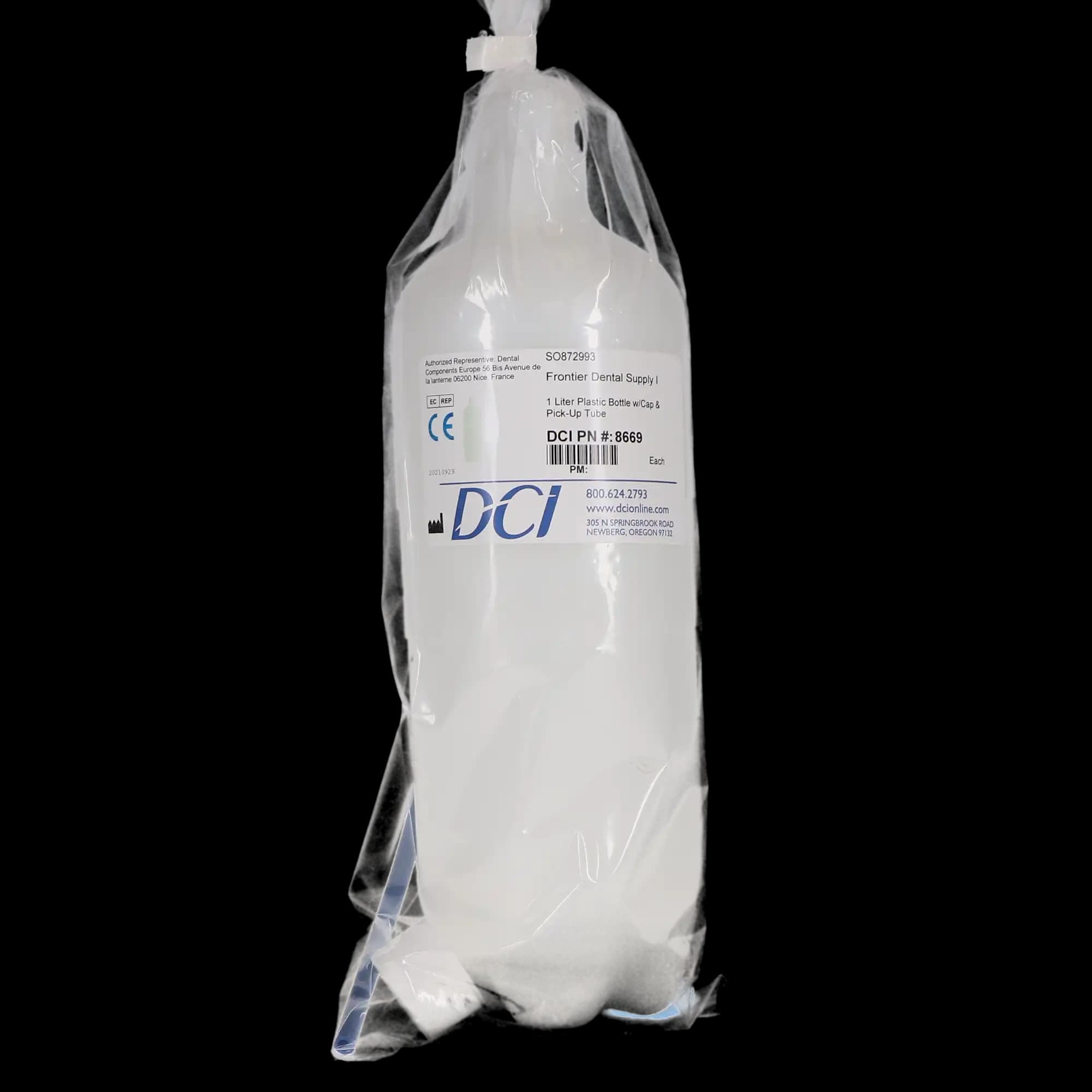 DCI International 1-Liter Plastic Water Bottle with Cap & Pick-Up Tube for Dental Unit Water Systems, 8669 thumbnail 5