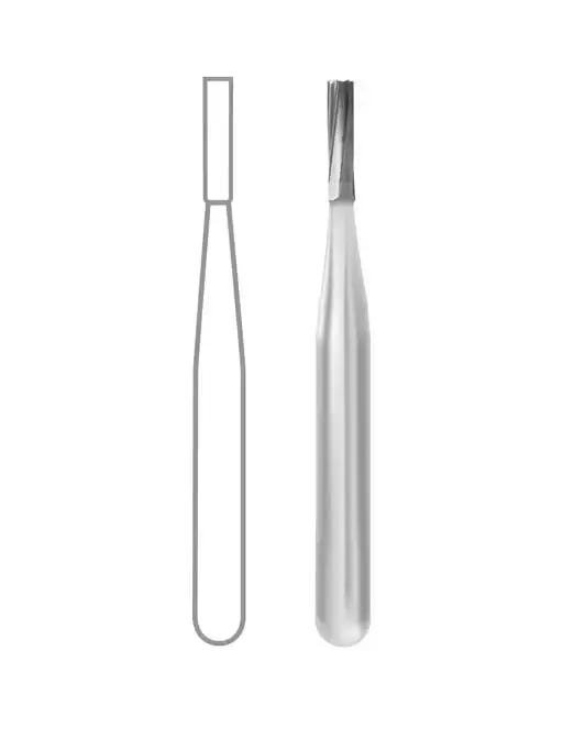 Midwest Operative Carbide Bur, FG, Straight Fissure Flat End, #56, 0.9 mm Diameter, 3.2 mm Length, 6 Flutes, 100/Bag, 386216 thumbnail 2