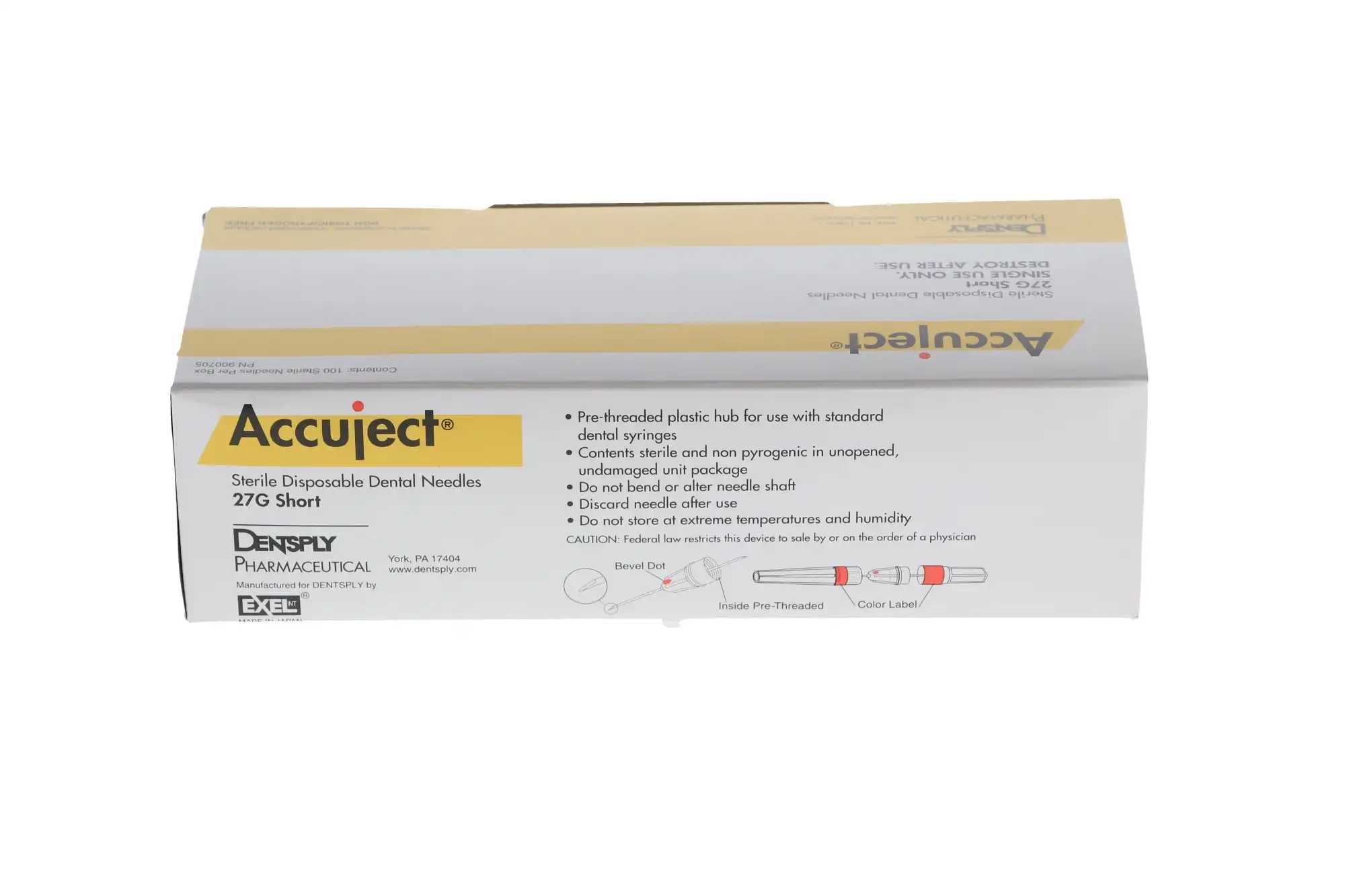 Accuject Disposable Dental Needles, Plastic Hub, 27 Gauge, Short (21mm), Yellow, Sterile, 100/Box, 900705 thumbnail 12