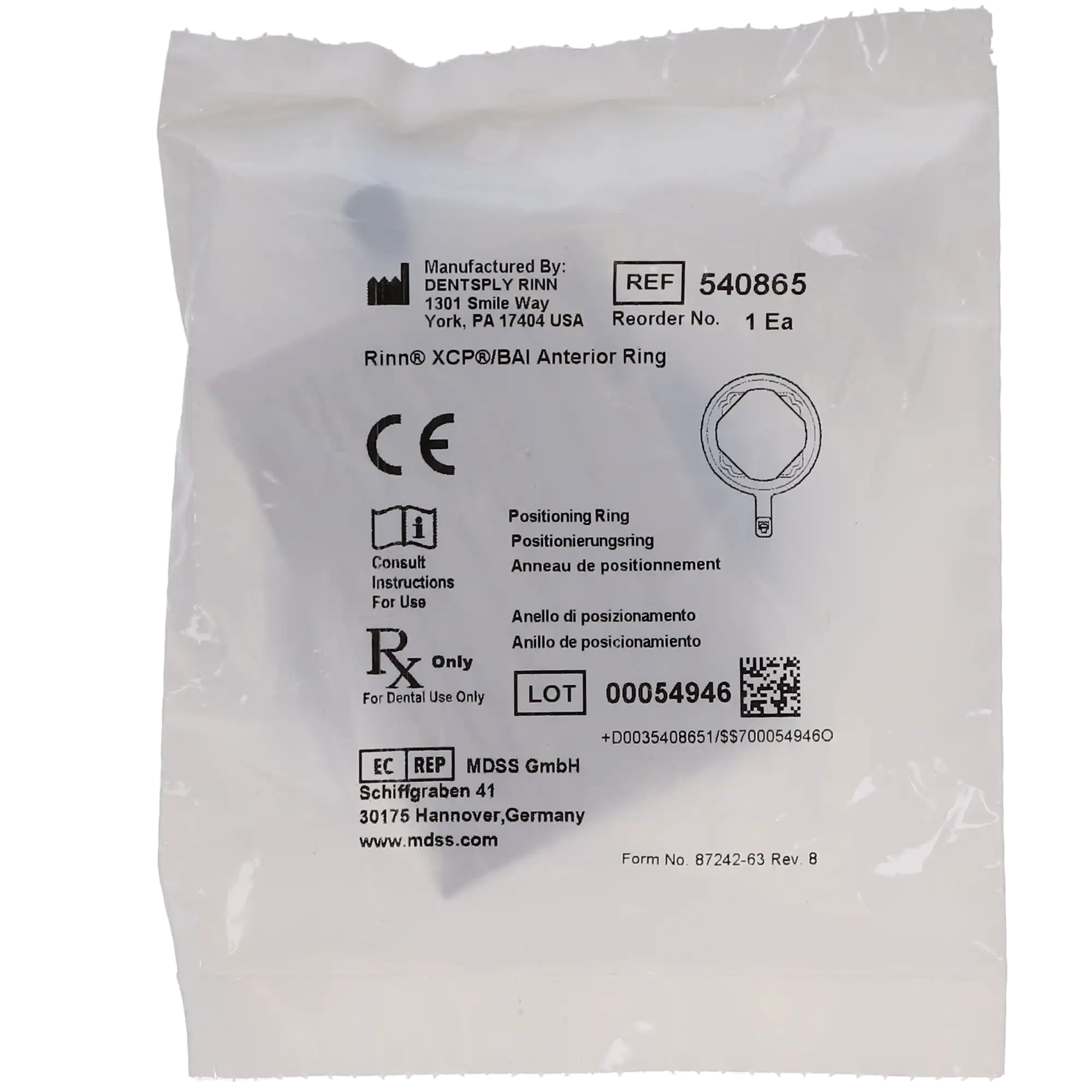 Dentsply Sirona Rinn XCP/BAI Anterior Aiming Ring, Blue, 54-0865, 1/Pack thumbnail 5