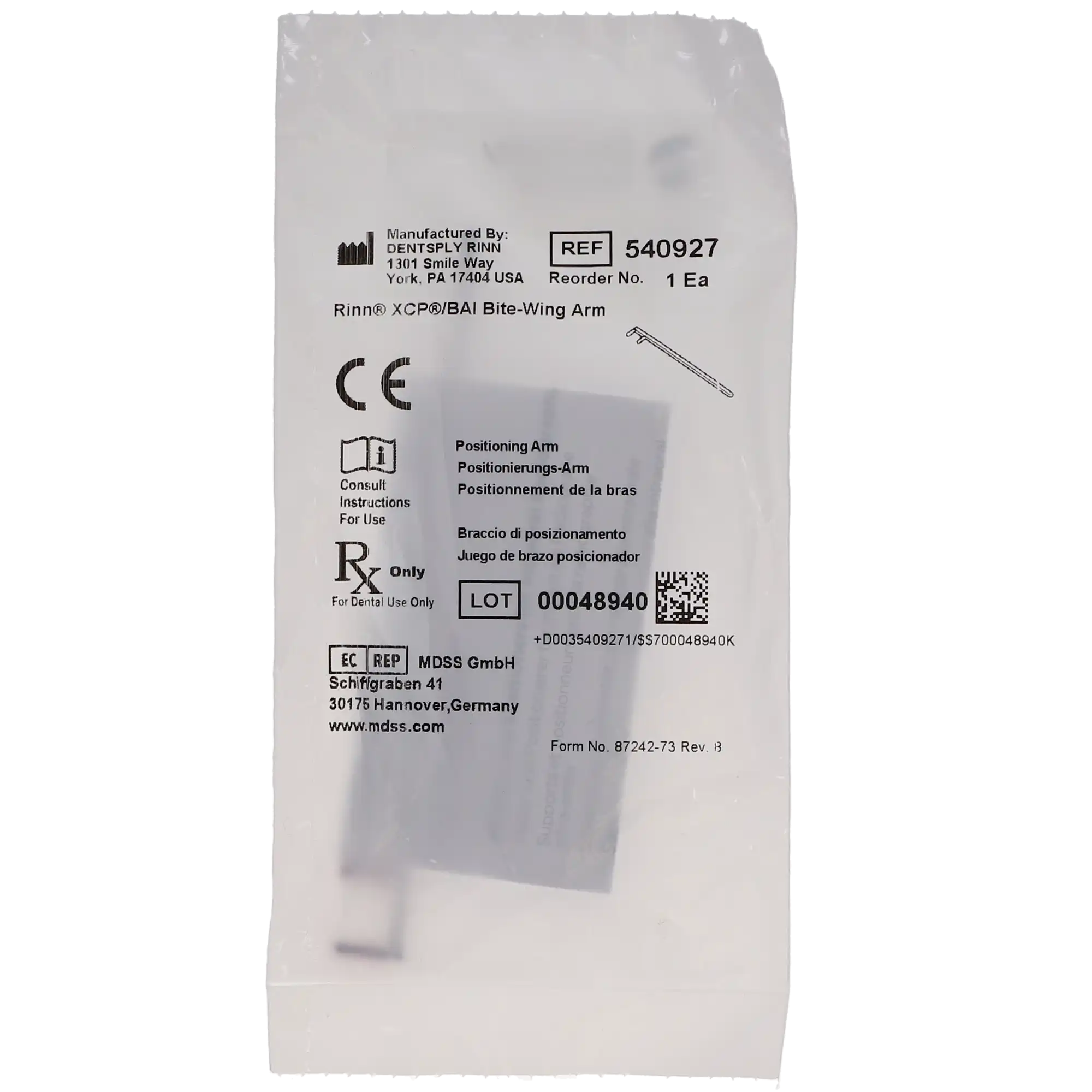 Dentsply Sirona Rinn XCP/BAI Bitewing Positioning Arm, Red Pins, Stainless Steel, 1/Pk, 54-0927 thumbnail 6