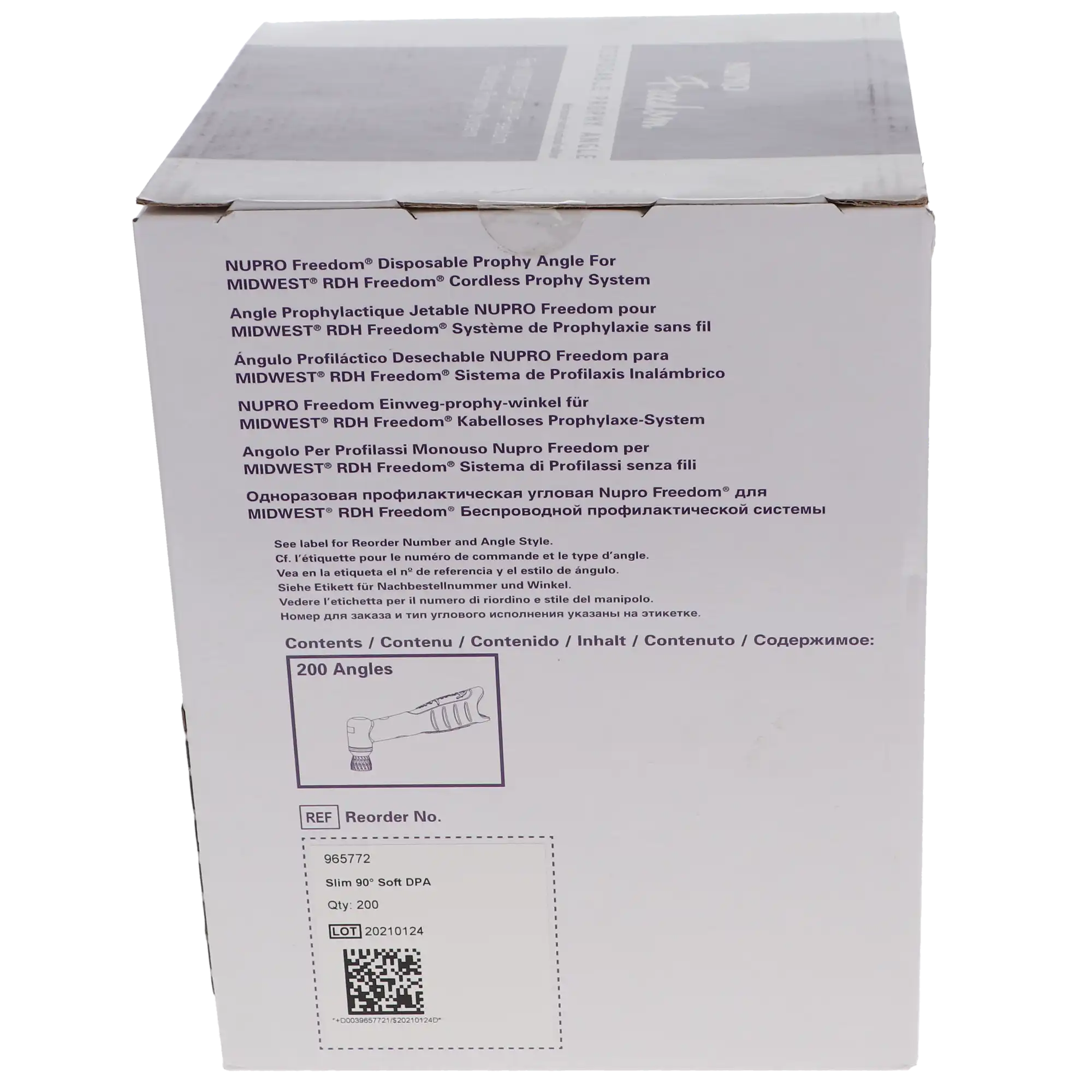 NUPRO Freedom Slim Disposable Prophy Angles, Soft Cup, 90 Degree, Latex-Free, Lavender, 200/Box, 965772 thumbnail 8