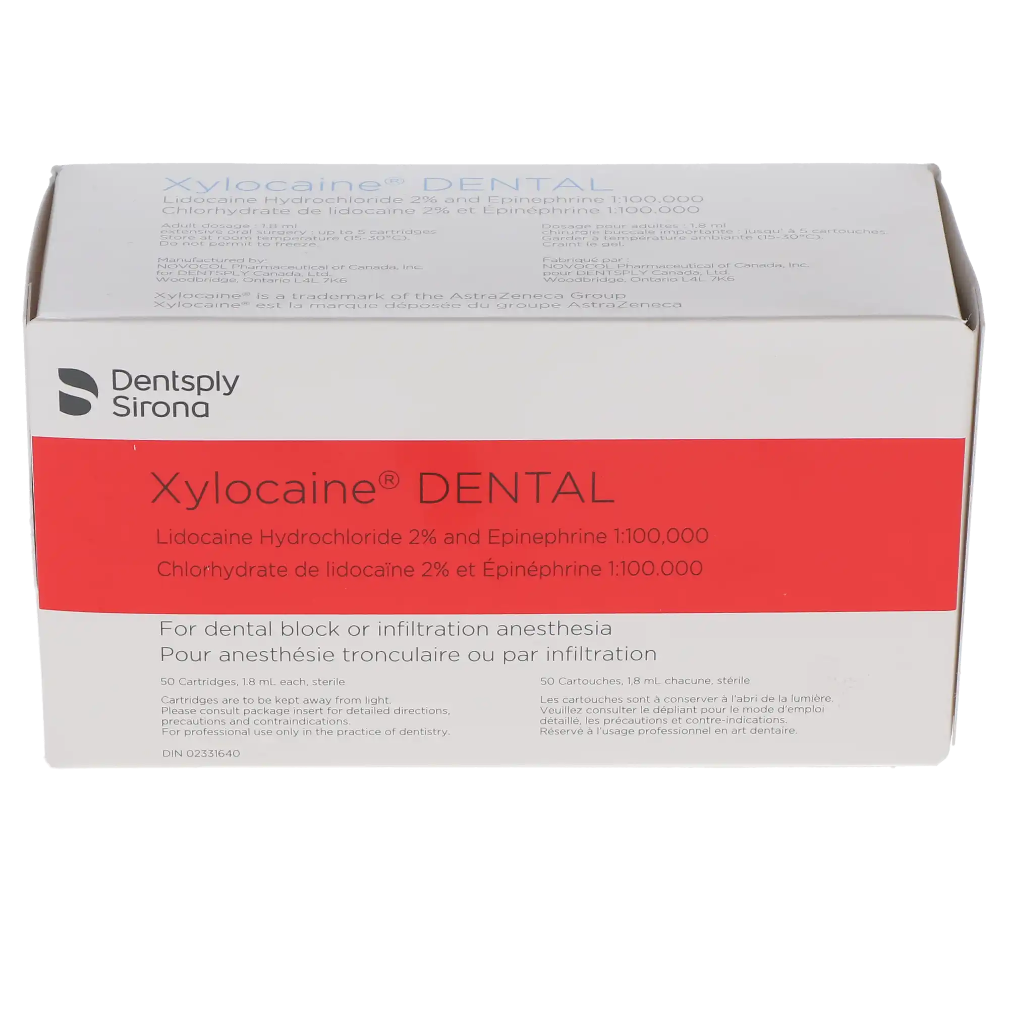 Xylocaine 2% Lidocaine HCl with Epinephrine 1:100,000 Dental Anesthetic Cartridges, 1.7 mL, Red, 50/Pk, 80015 thumbnail 4