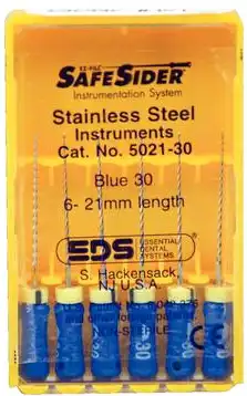 SafeSiders Endodontic Hand Reamers, 21 mm, 0.02 Taper, Size #30, Blue, Stainless Steel, 6/Pkg, 5021-30 thumbnail 4